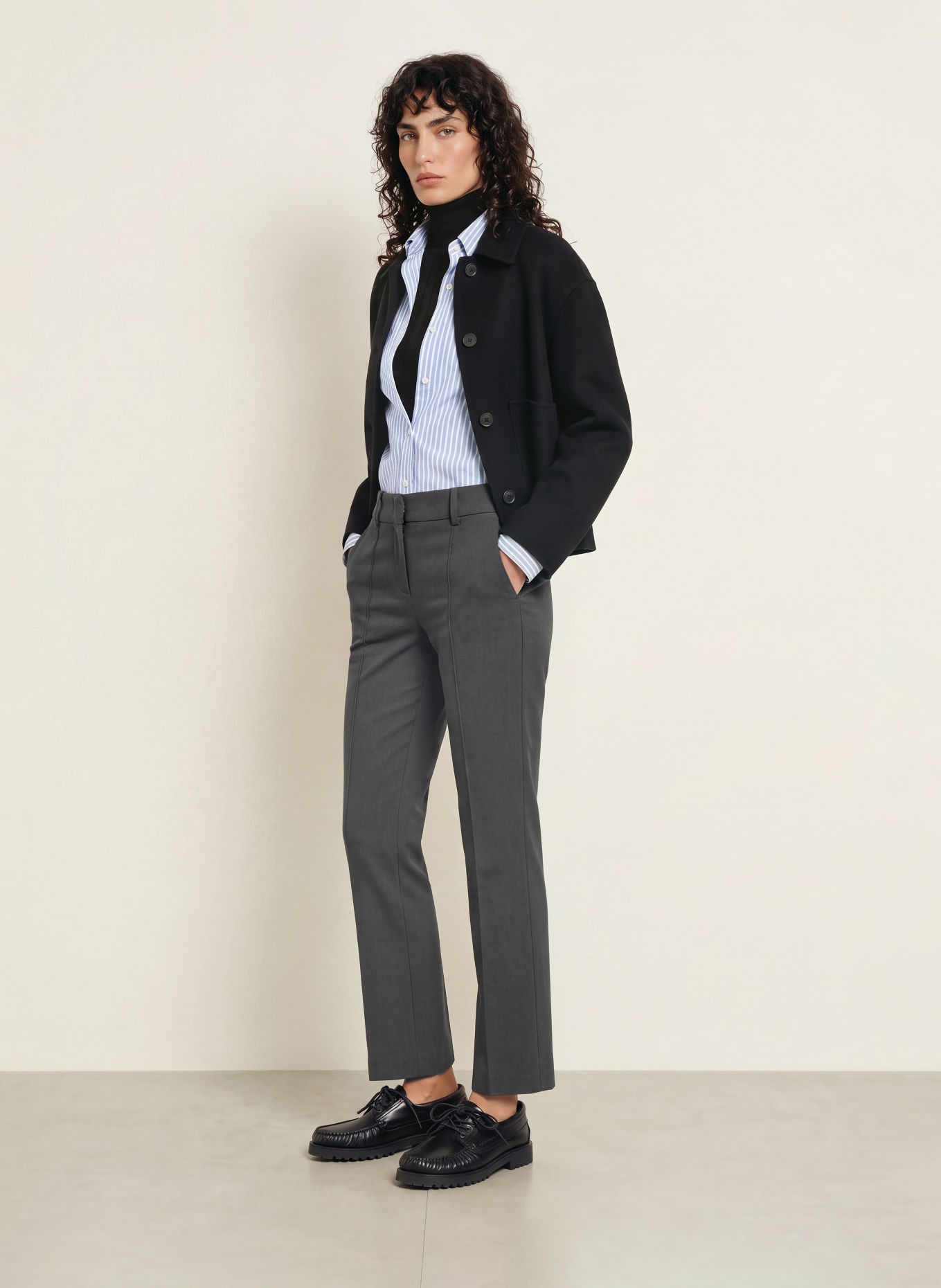 CAMBIO Bootcut trousers FARAH: DARK GRAY