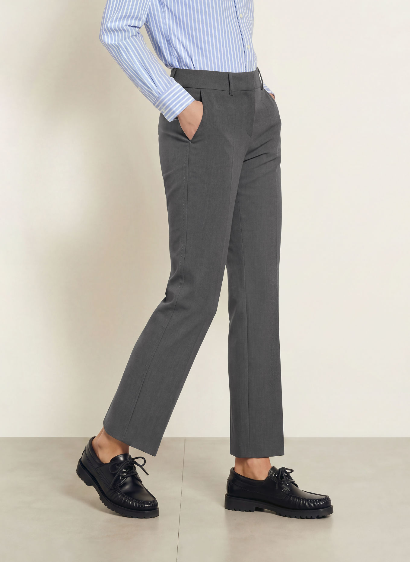 CAMBIO Bootcut trousers FARAH: DARK GRAY