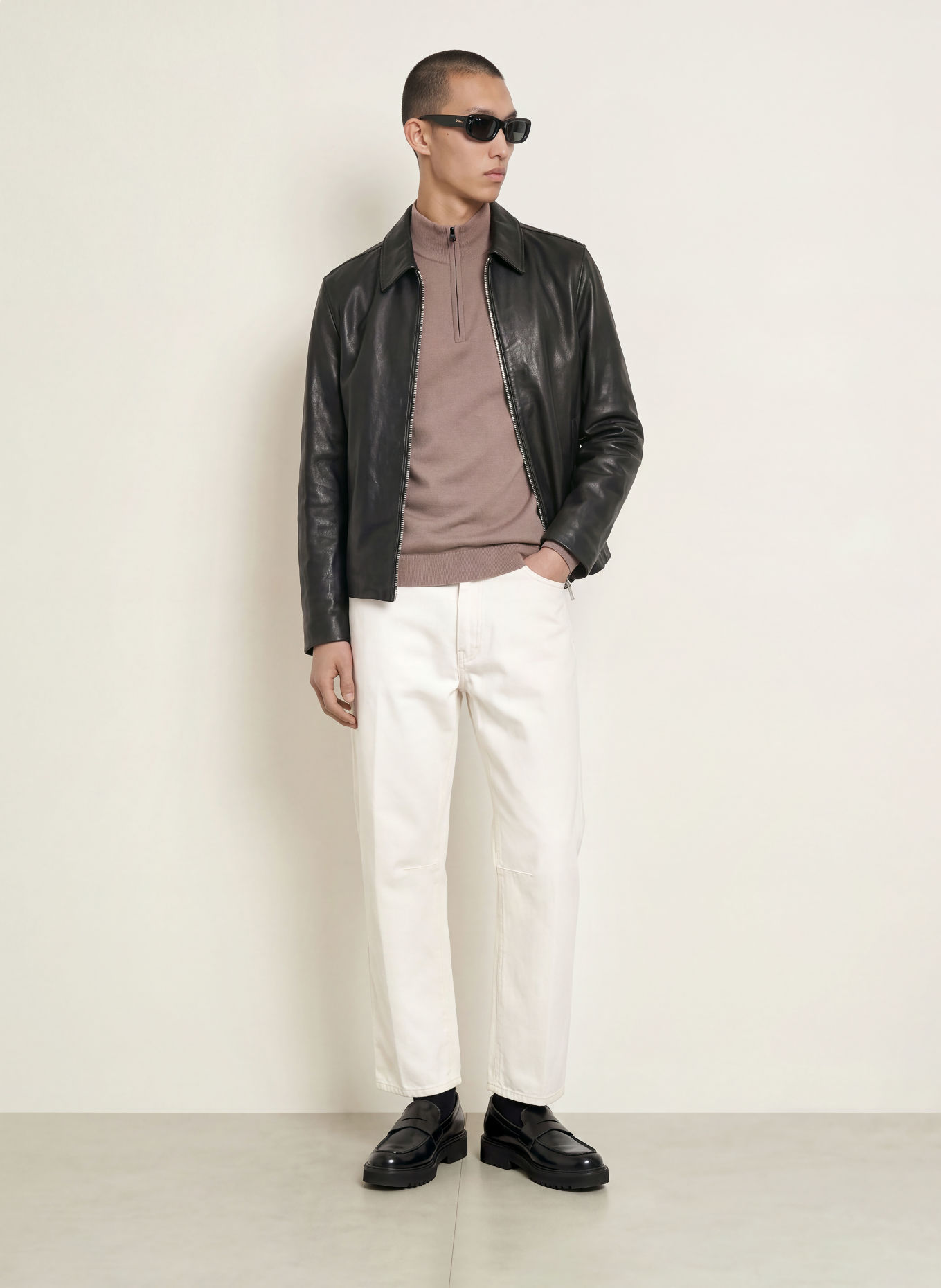 HUGO Half-zip sweater SAN QUIRIN: BEIGE