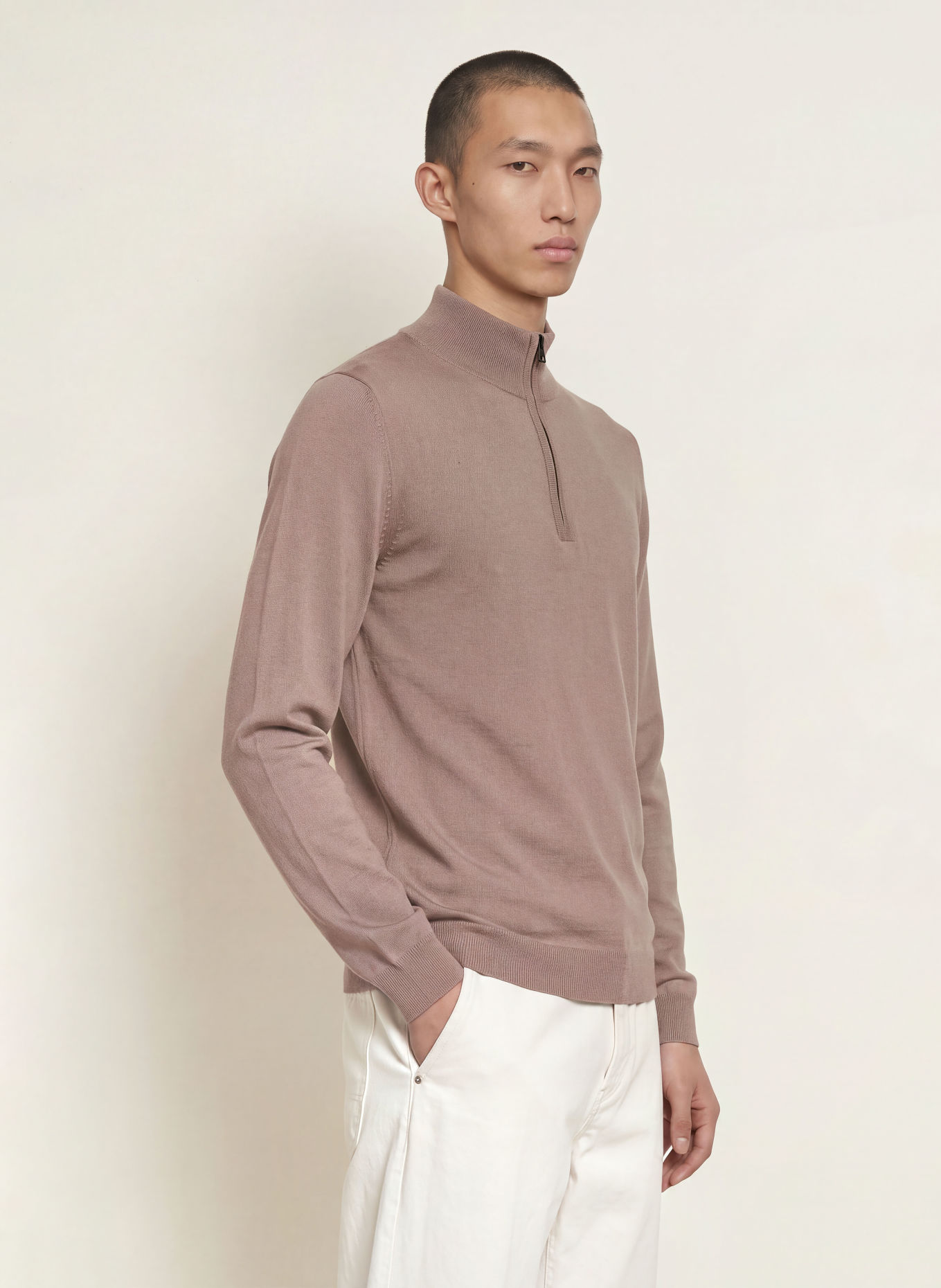 HUGO Half-zip sweater SAN QUIRIN: BEIGE