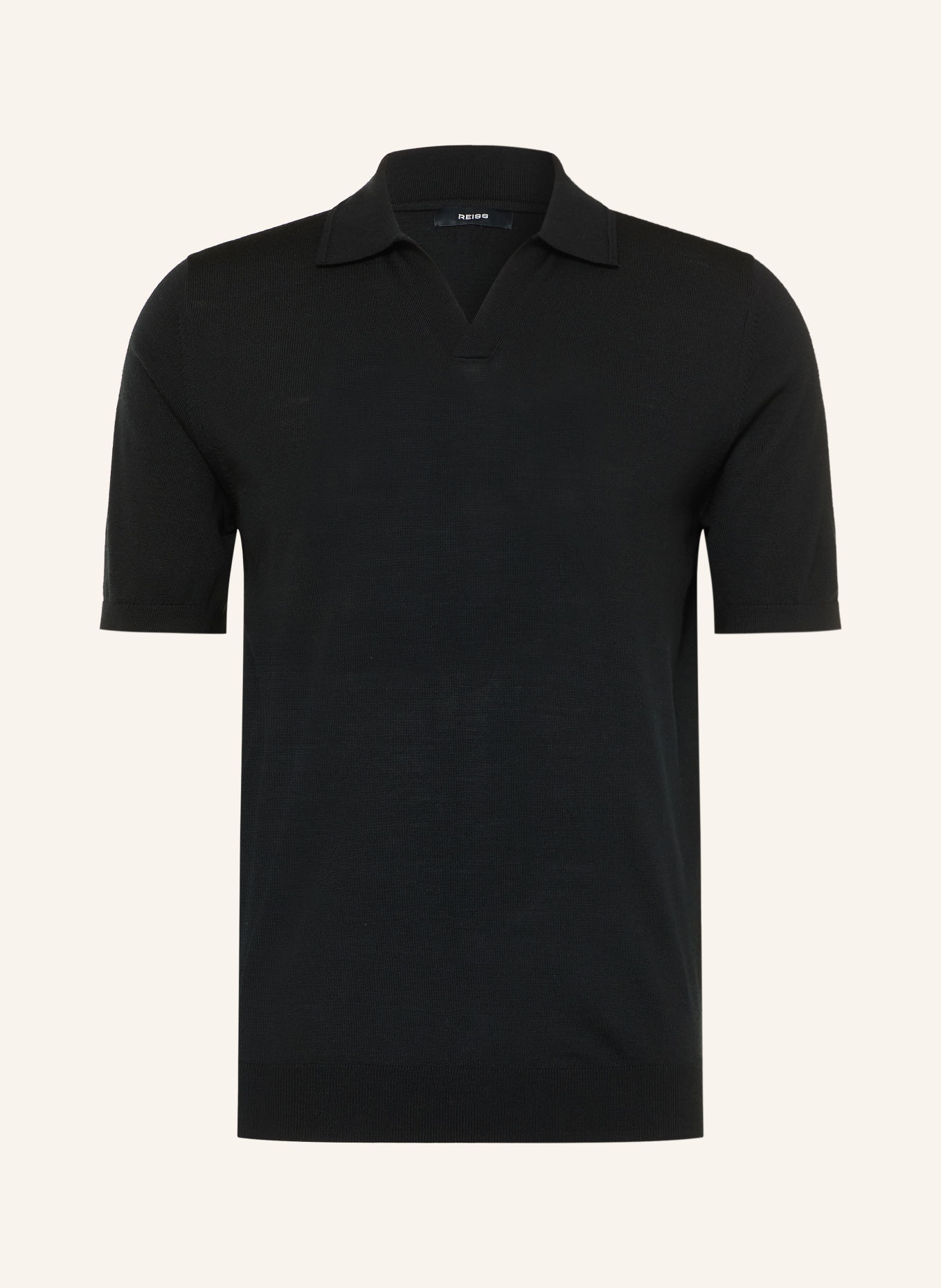 REISS Strick-Poloshirt DUCHIE aus Merinowolle: SCHWARZ