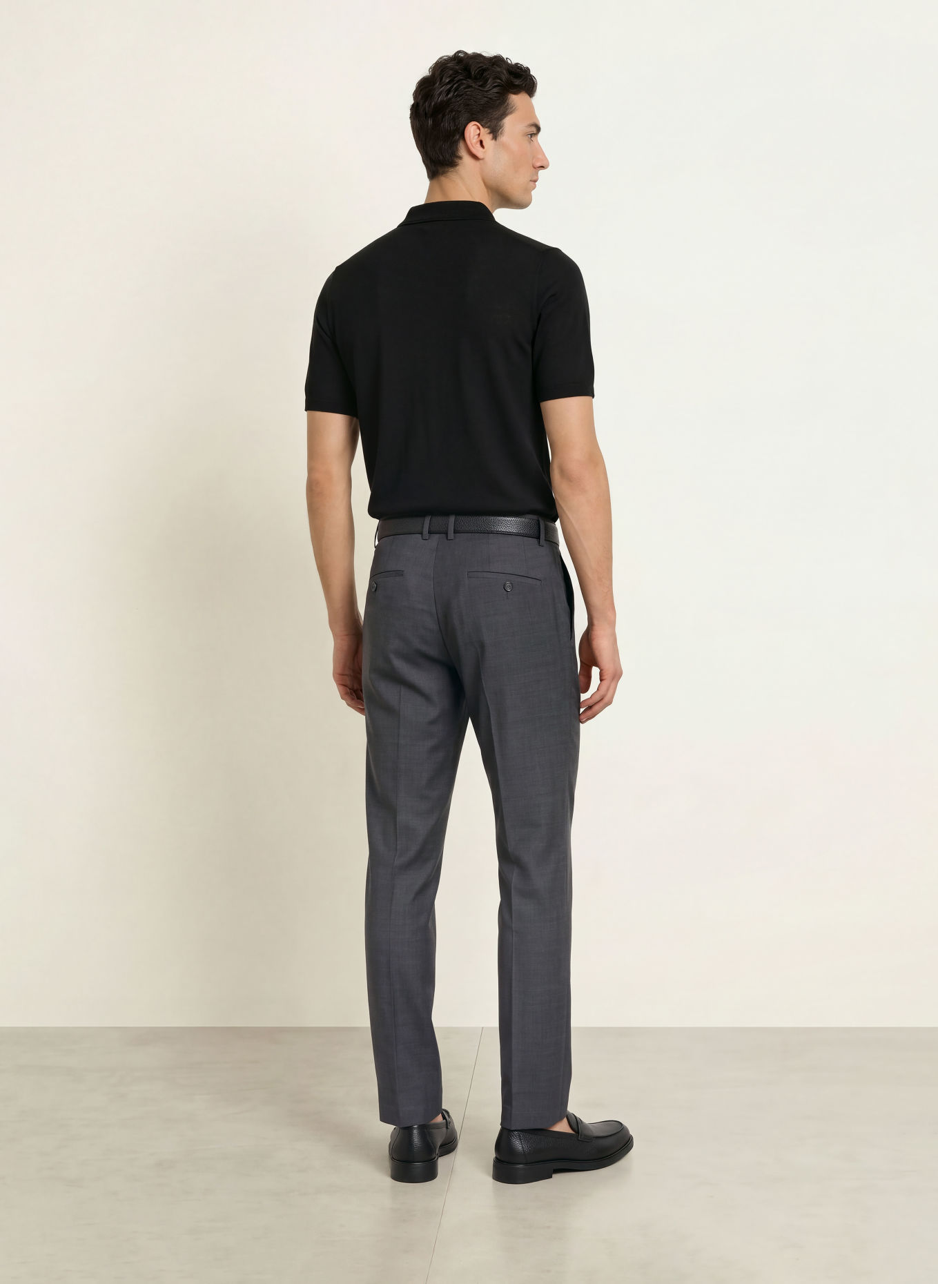 REISS Strick-Poloshirt DUCHIE aus Merinowolle: SCHWARZ