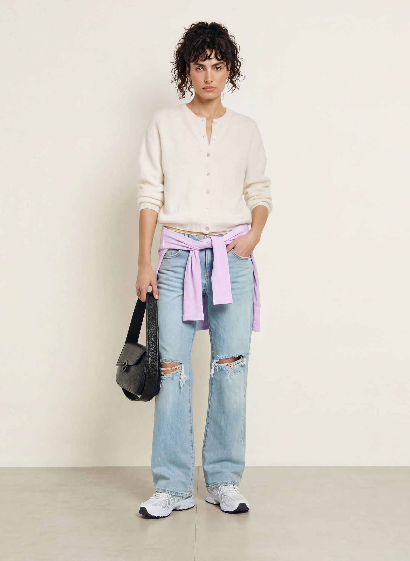 American Vintage Cardigan with alpaca: WHITE