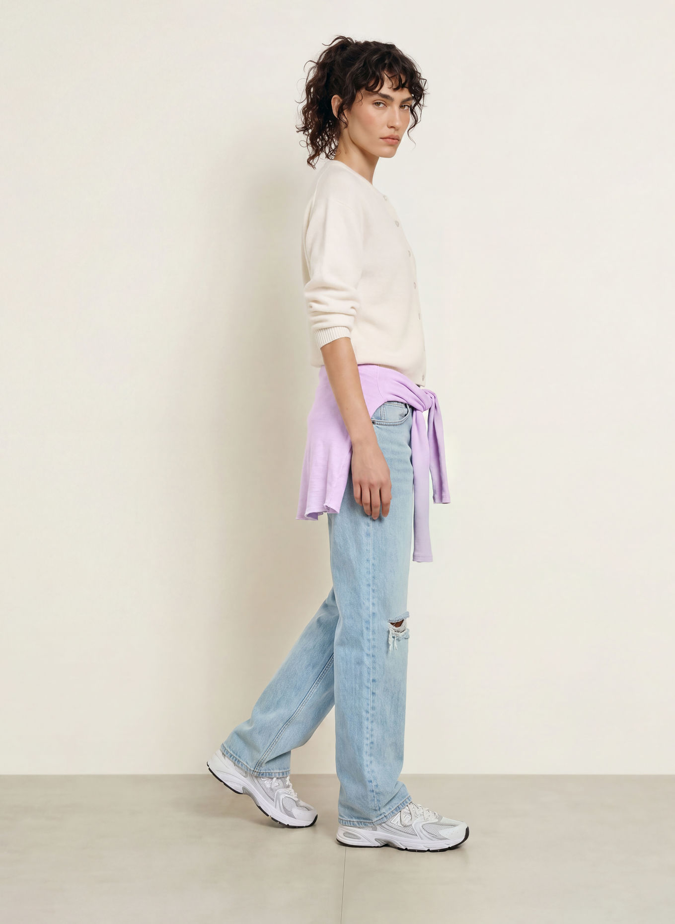 American Vintage Cardigan with alpaca: WHITE