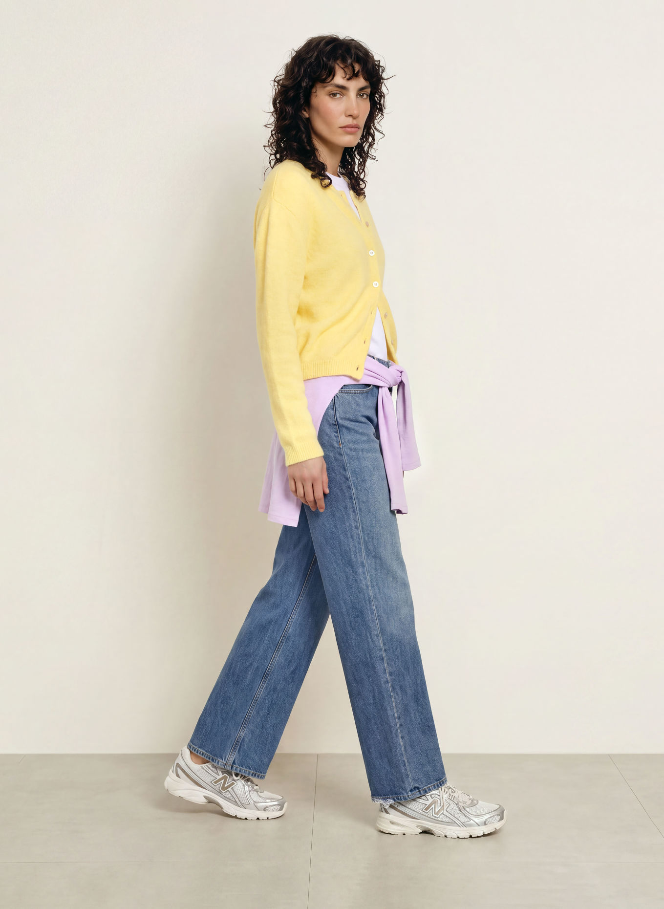 American Vintage Gebreid vest met alpaca: GEEL