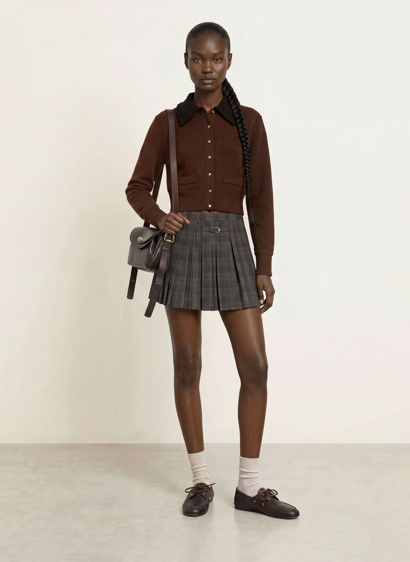 SANDRO Strickjacke: DUNKELBRAUN / SCHWARZ