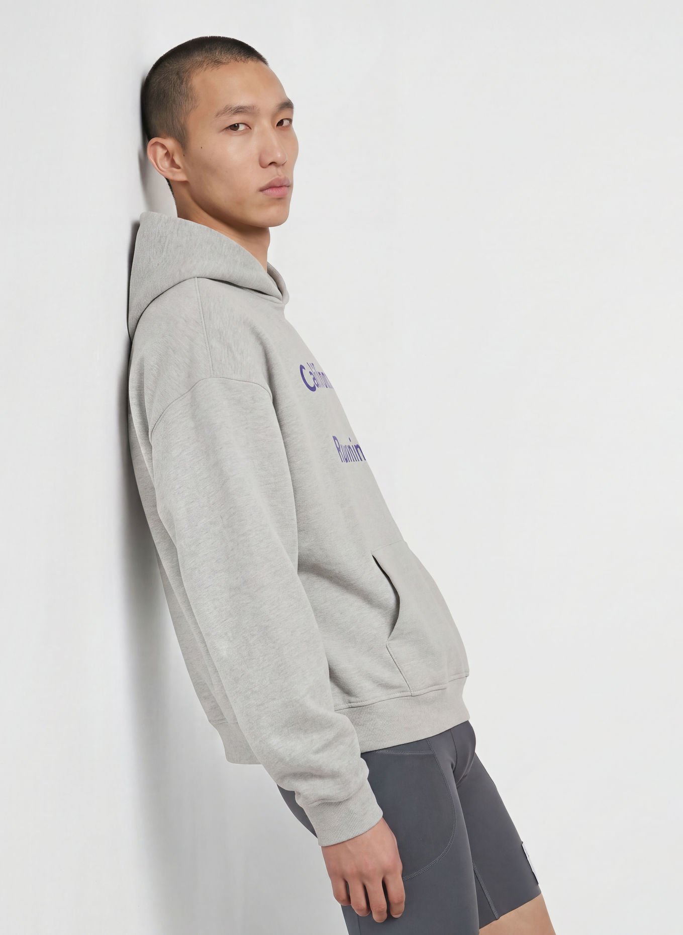 District Vision Hoodie: GRAY / DARK BLUE