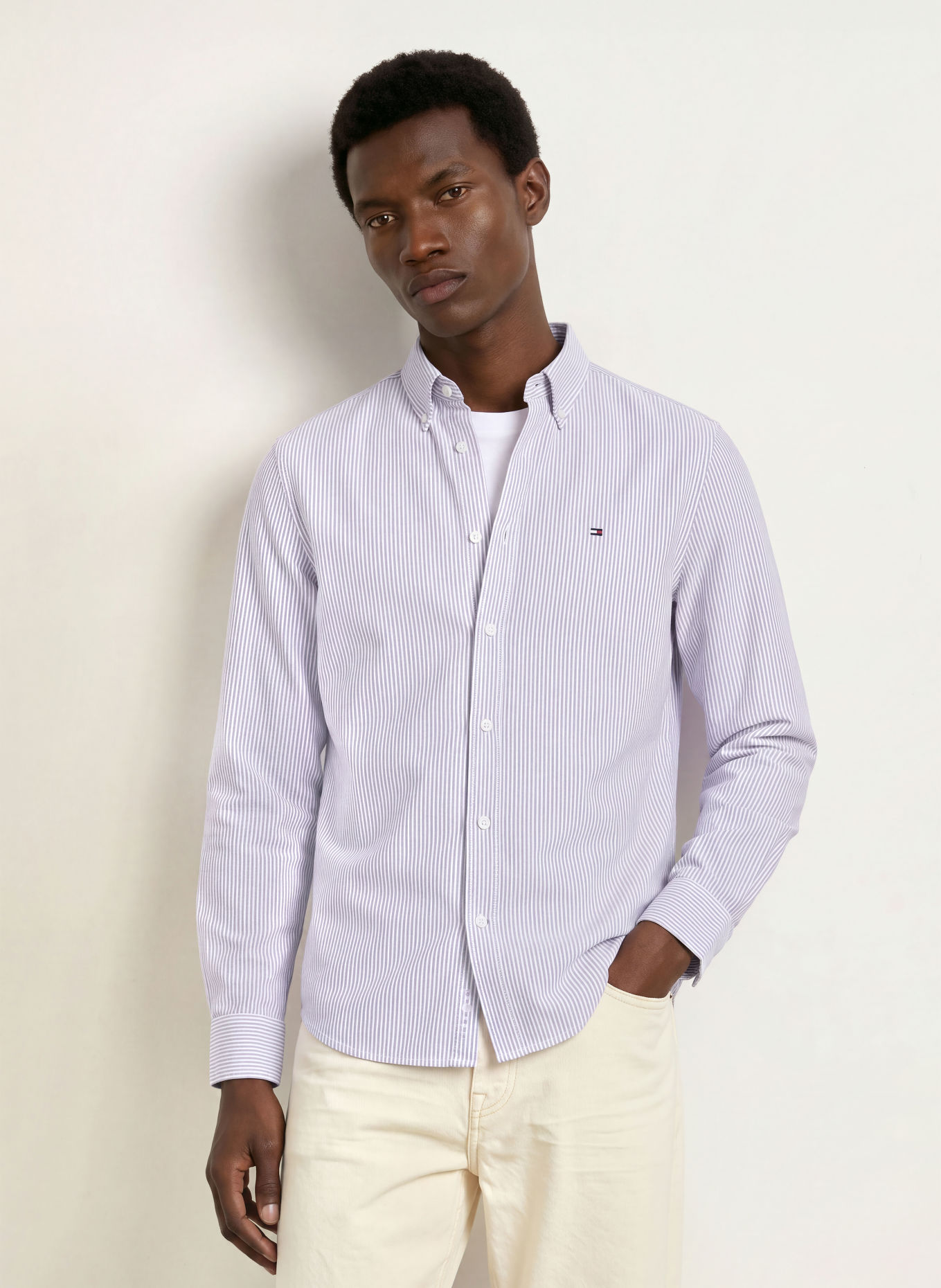 TOMMY HILFIGER Oxfordhemd Regular Fit: DUNKELROT / WEISS
