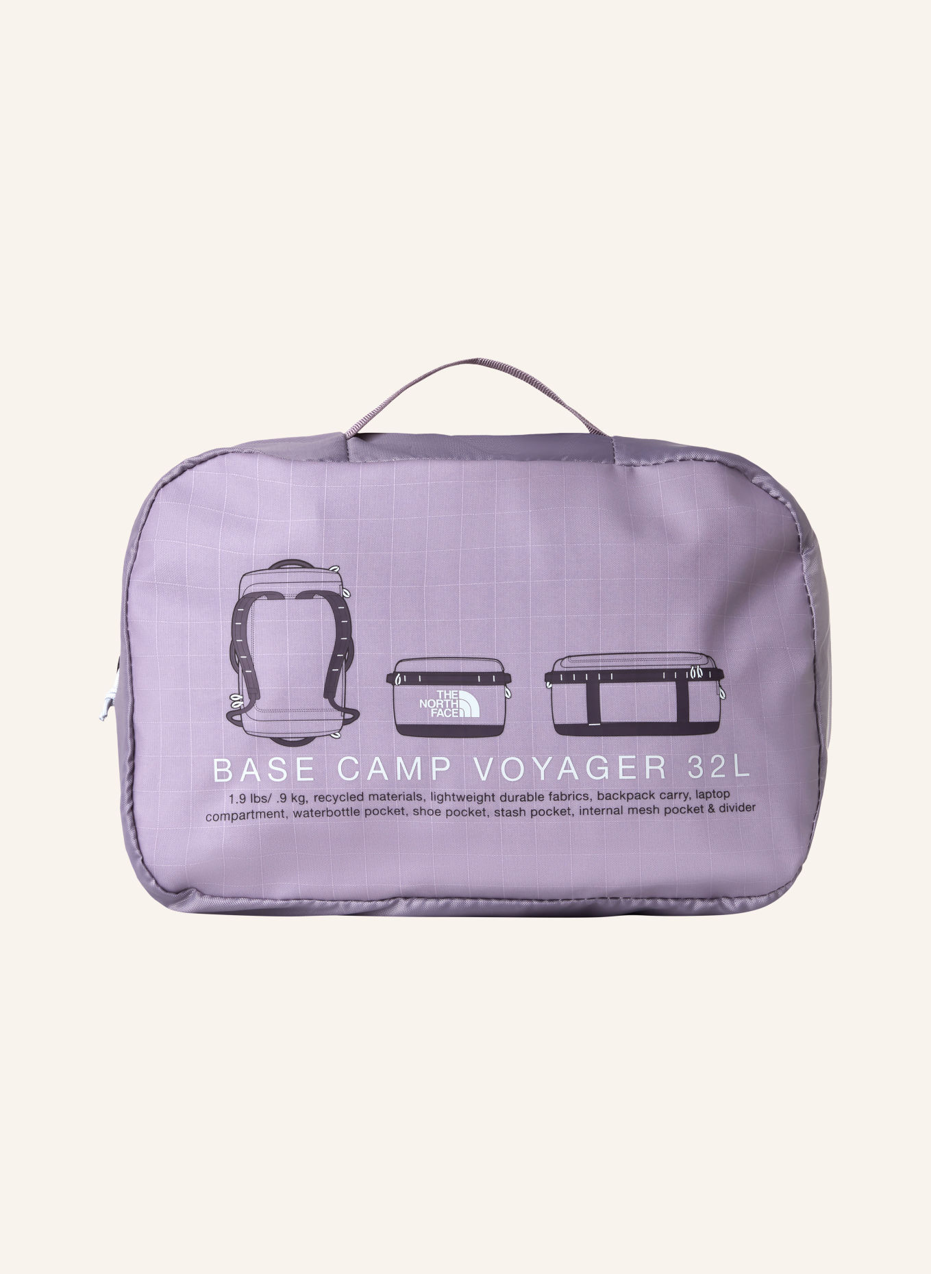 THE NORTH FACE Reisetasche BASE CAMP VOYAGER DUFFEL 32 l mit Laptopfach: HELLLILA / LILA