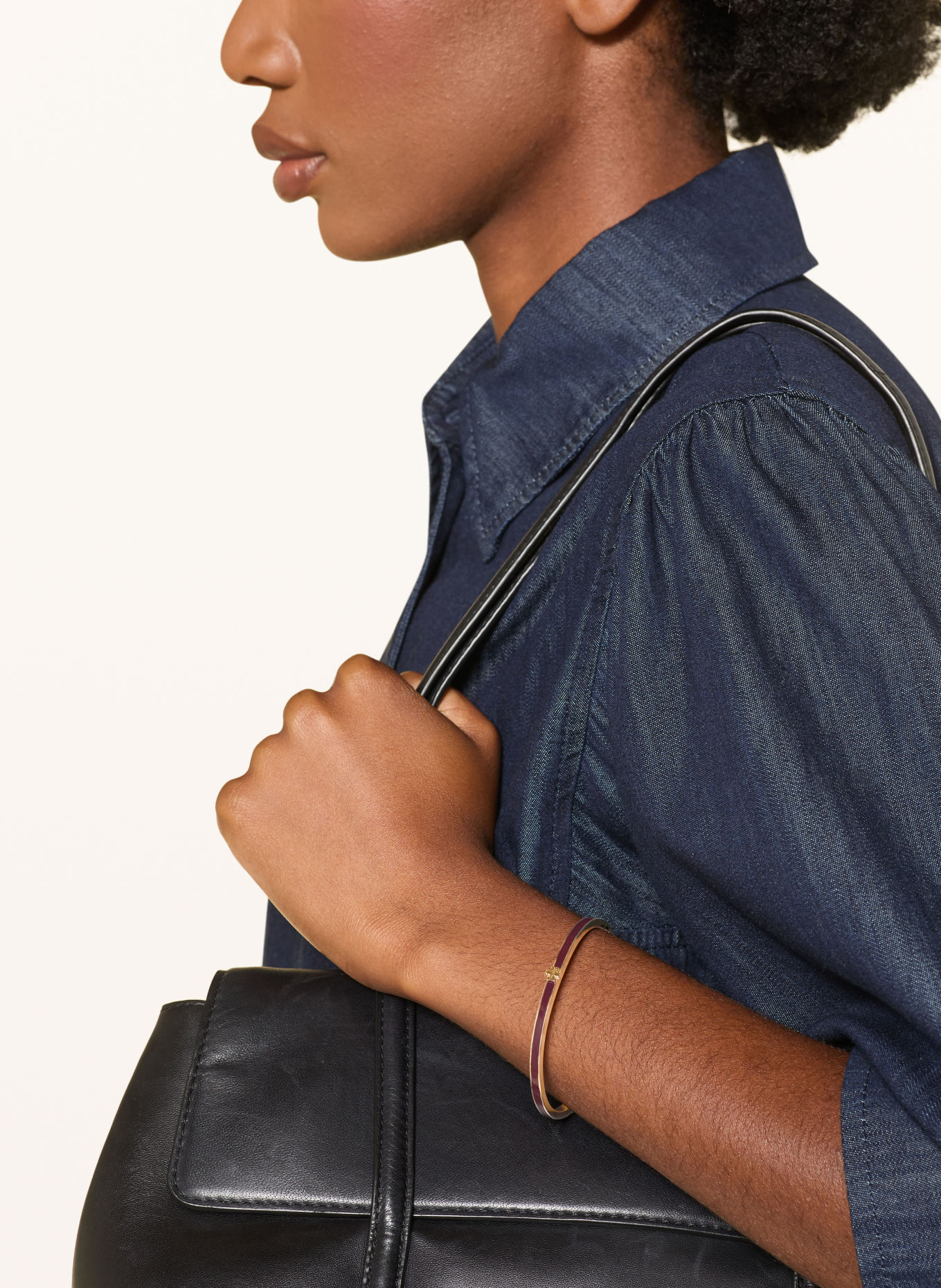 TORY BURCH Armreif THIN KIRA: GOLD / DUNKELROT