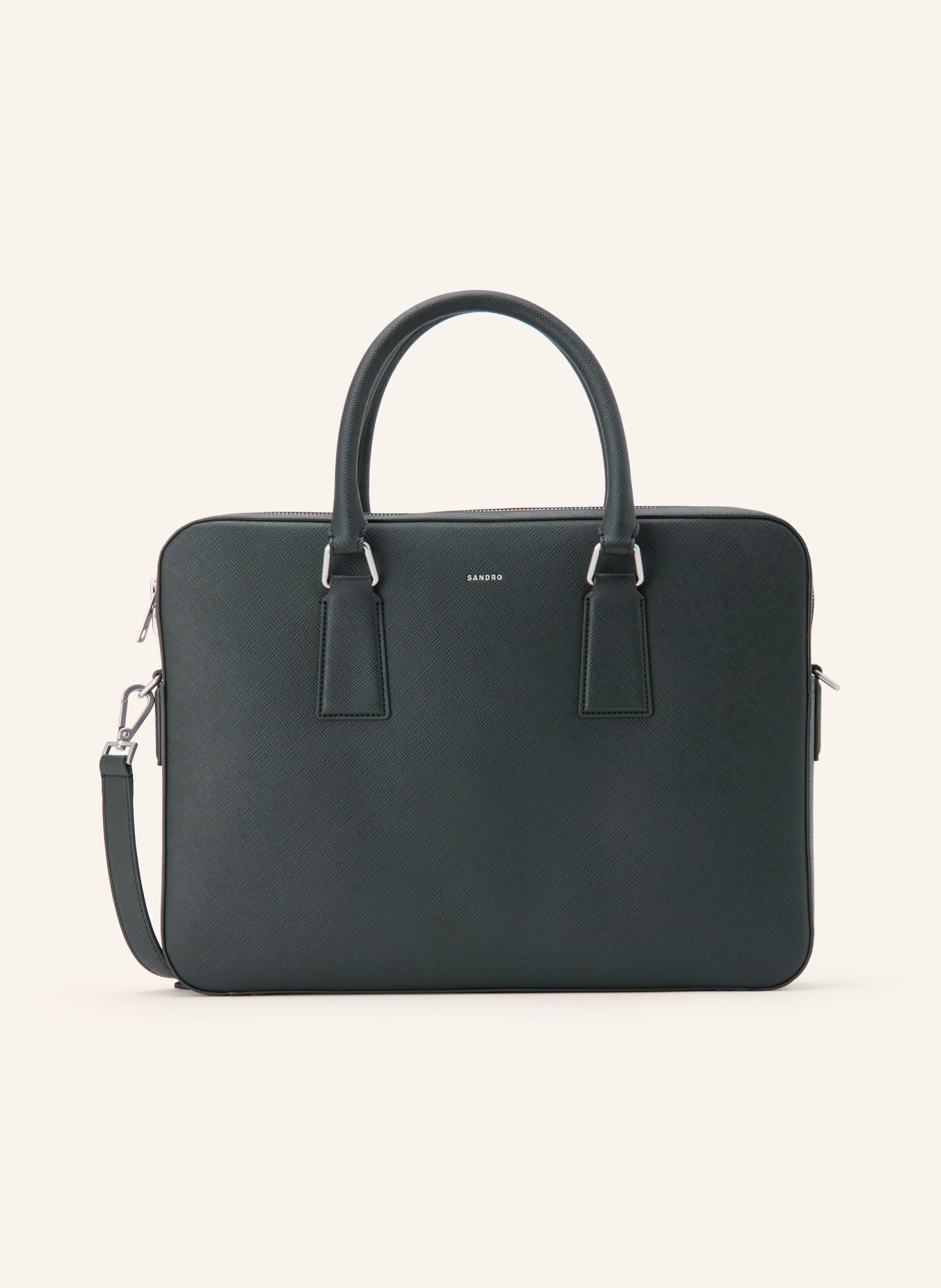 SANDRO Laptop-Tasche: KHAKI / SILBER