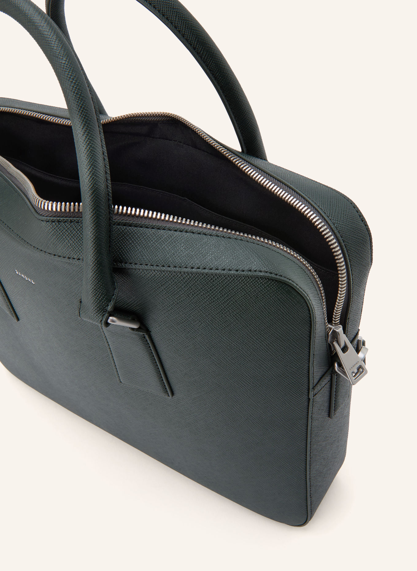 SANDRO Laptop-Tasche: KHAKI / SILBER