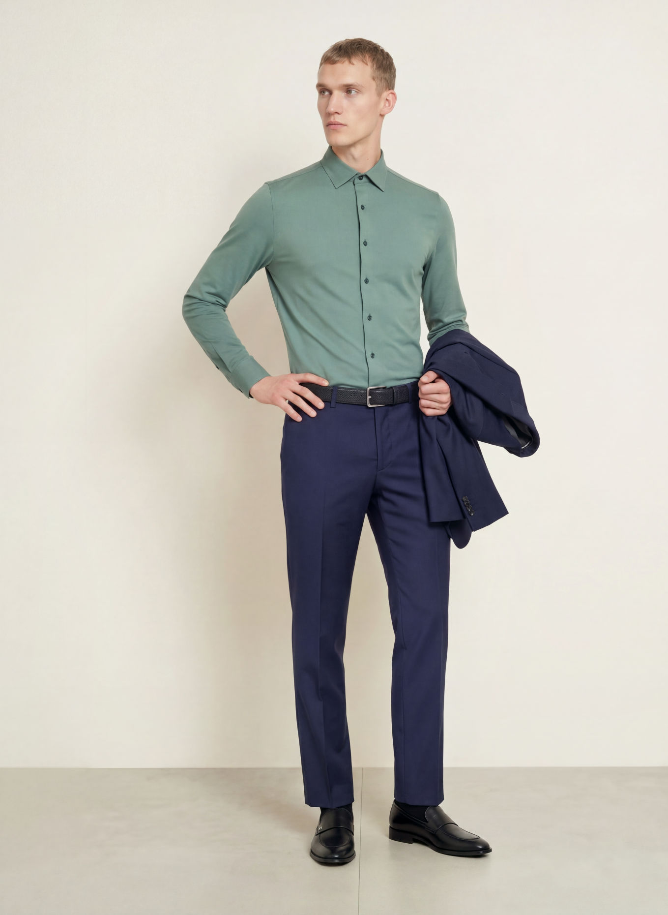 OLYMP Chemise en jersey Level Five 24/Seven coupe ajustée: VERT