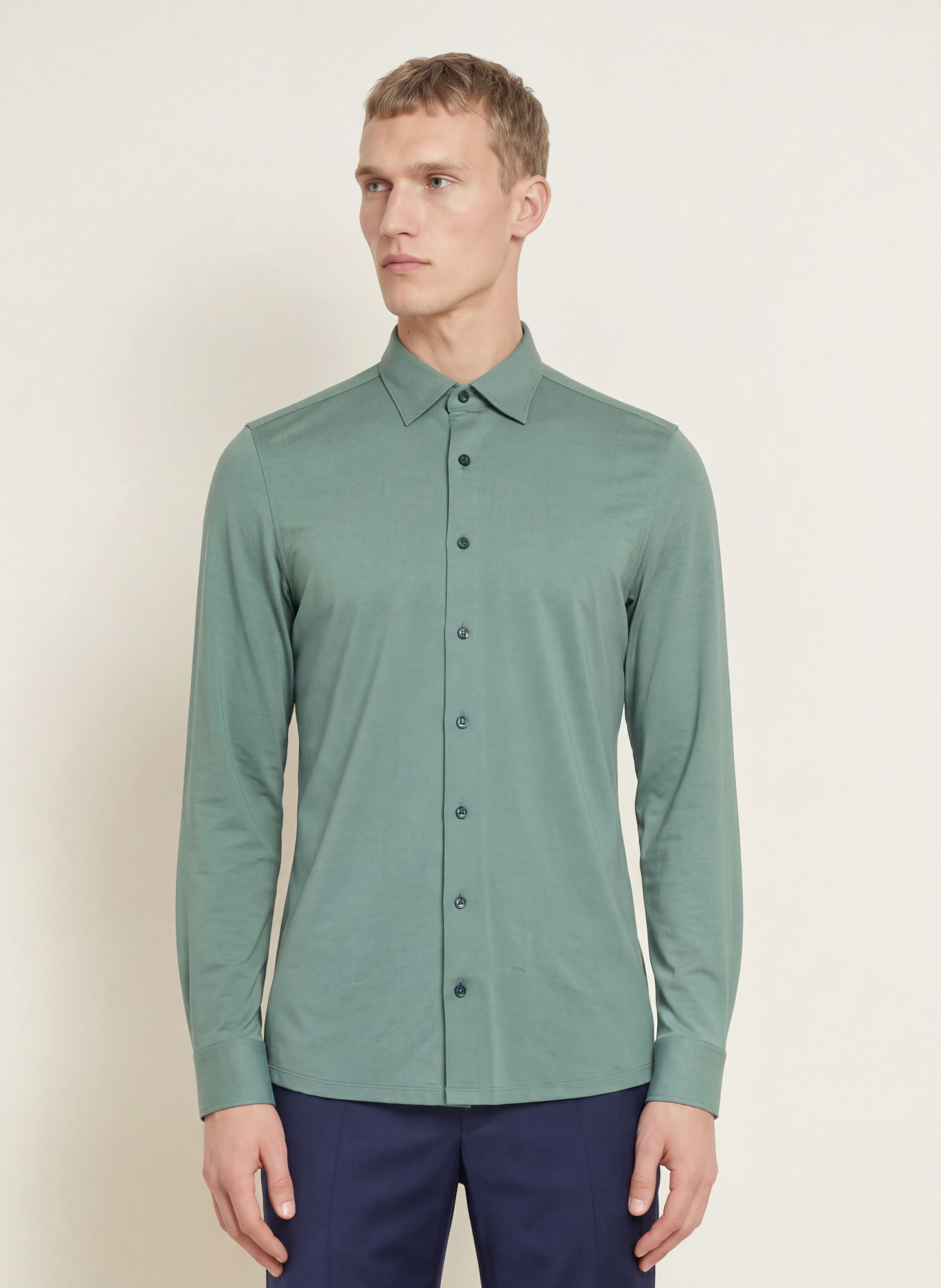 OLYMP Chemise en jersey Level Five 24/Seven coupe ajustée: VERT