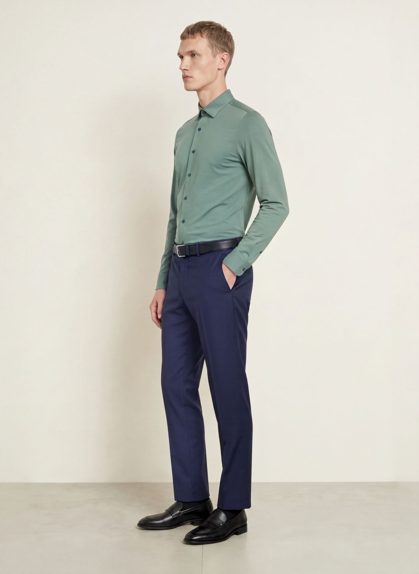 OLYMP Chemise en jersey Level Five 24/Seven coupe ajustée: VERT