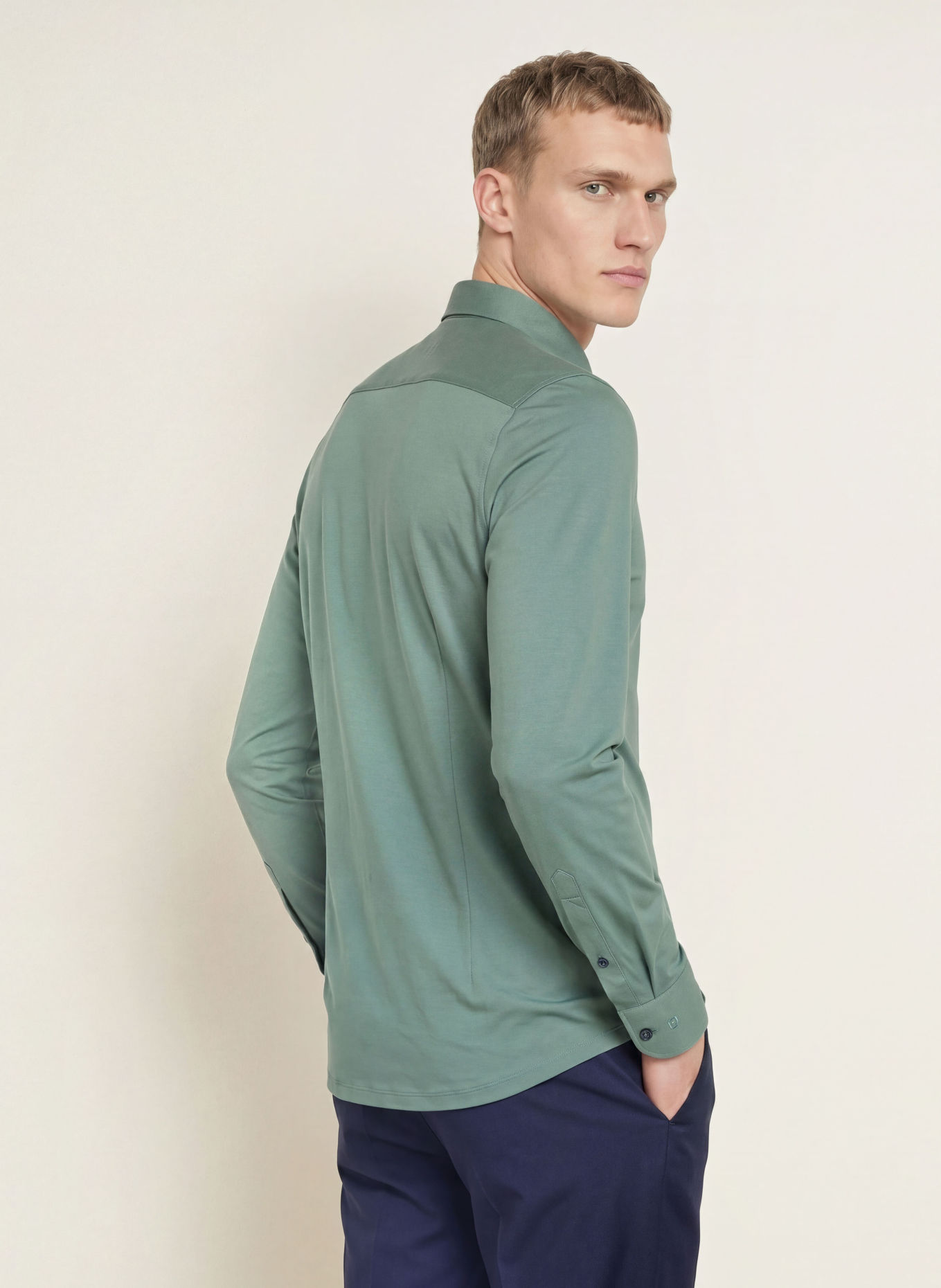 OLYMP Chemise en jersey Level Five 24/Seven coupe ajustée: VERT