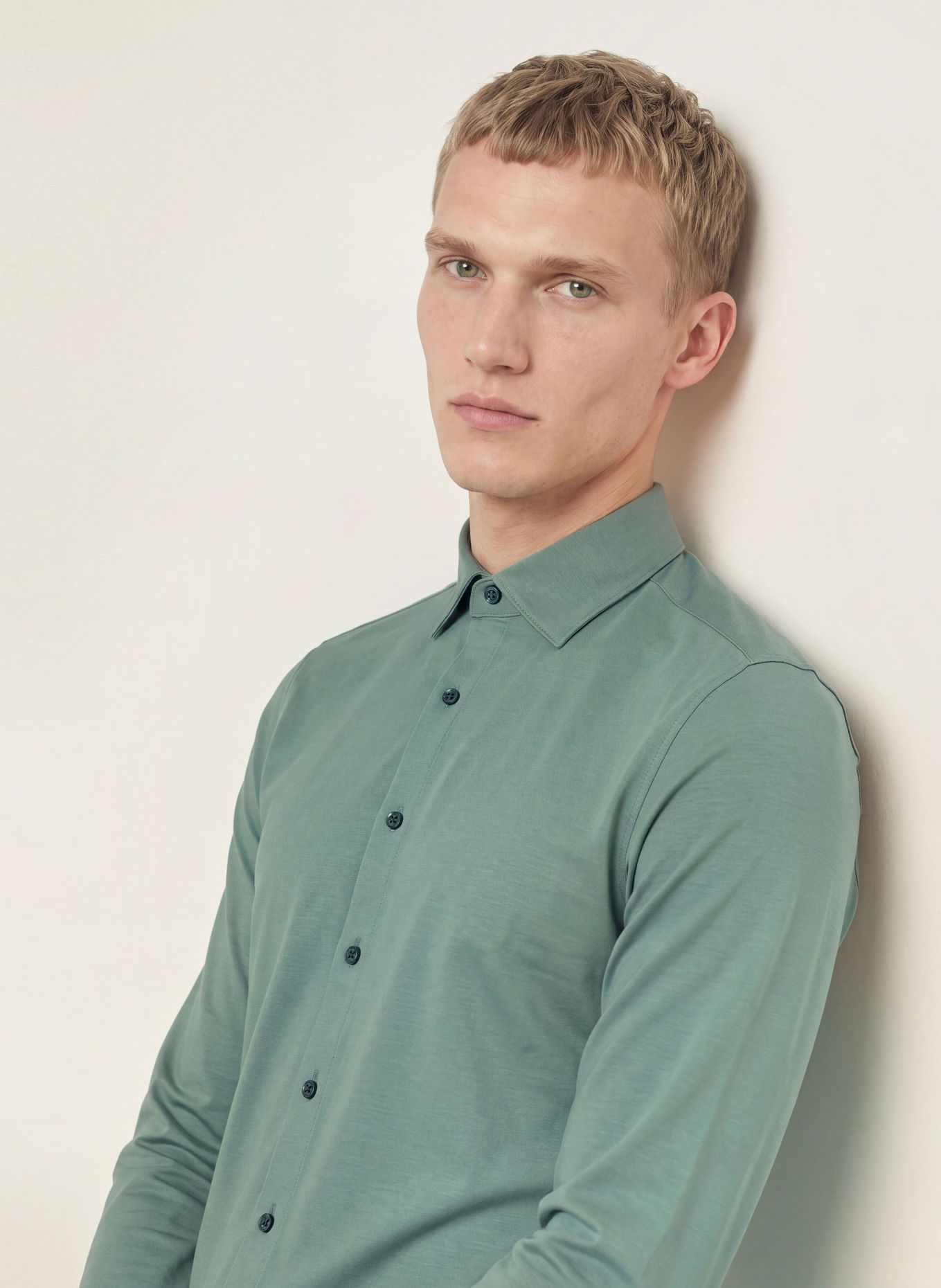 OLYMP Chemise en jersey Level Five 24/Seven coupe ajustée: VERT