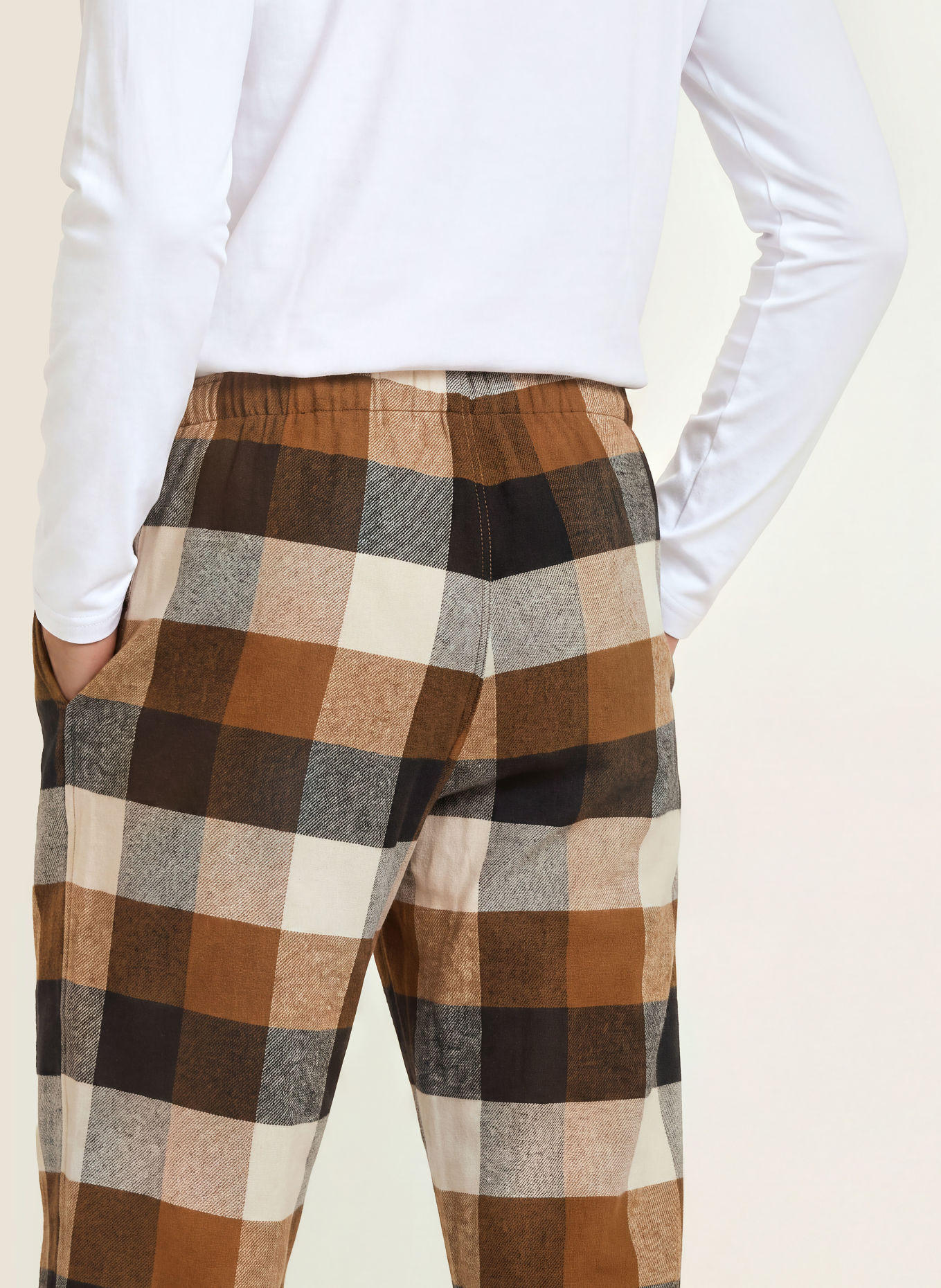 SCHIESSER Sovbyxor MIX+RELAX i flanell: MÖRKBRUN / BRUN / GRÄDDE