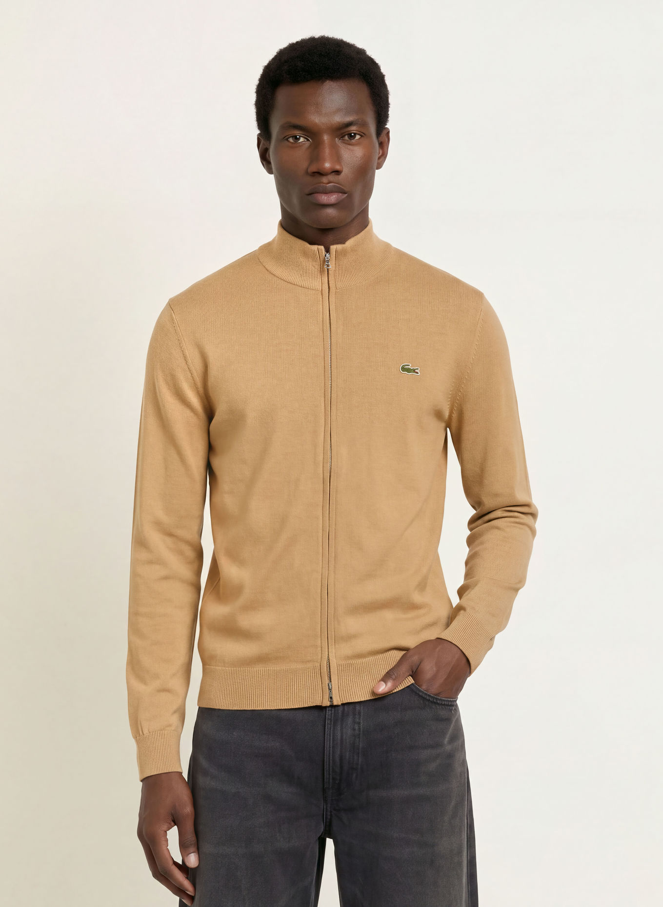LACOSTE Pletený kardigan: VELBLOUDÍ