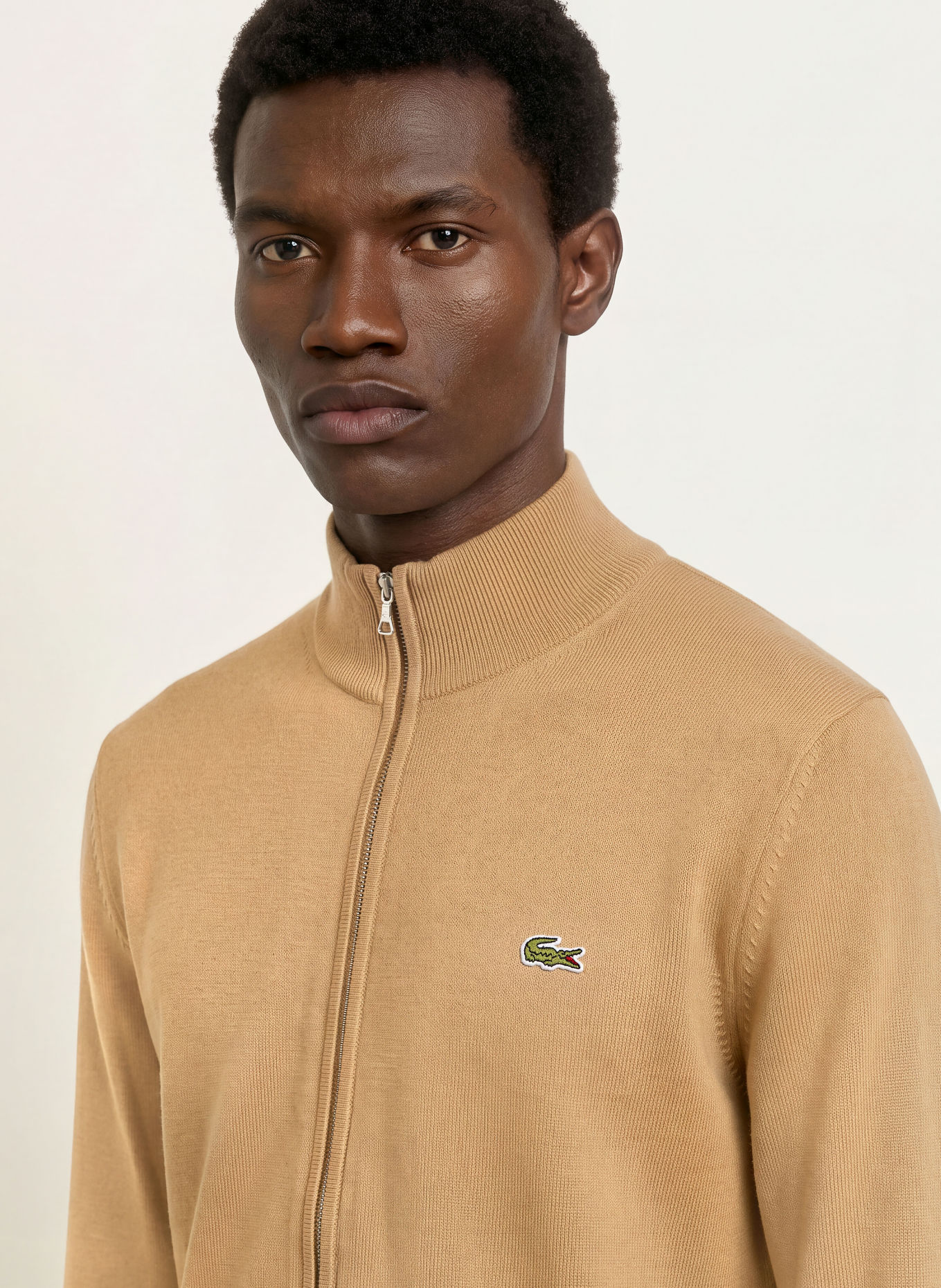 LACOSTE Pletený kardigan: VELBLOUDÍ