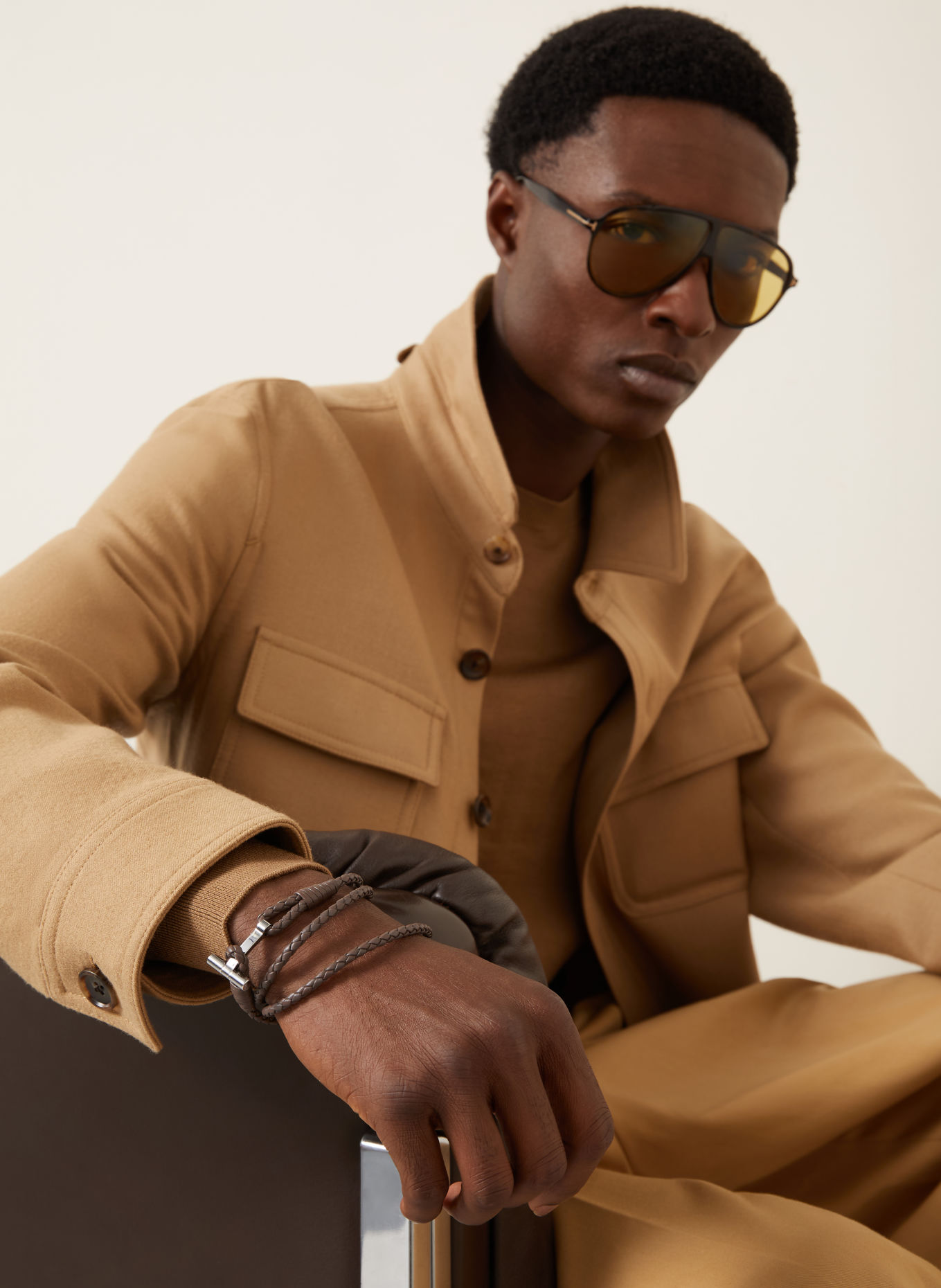 TOM FORD læderrem: BRUN / SØLV