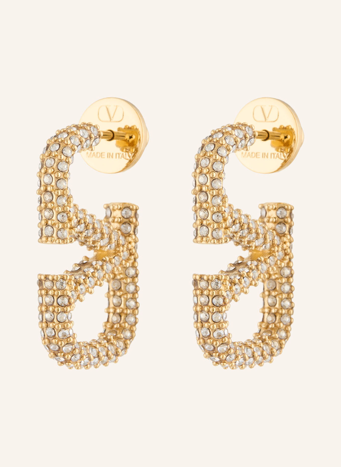VALENTINO GARAVANI Earrings VLOGO SIGNATURE STRASS with Swarovski crystals: GOLD / WHITE