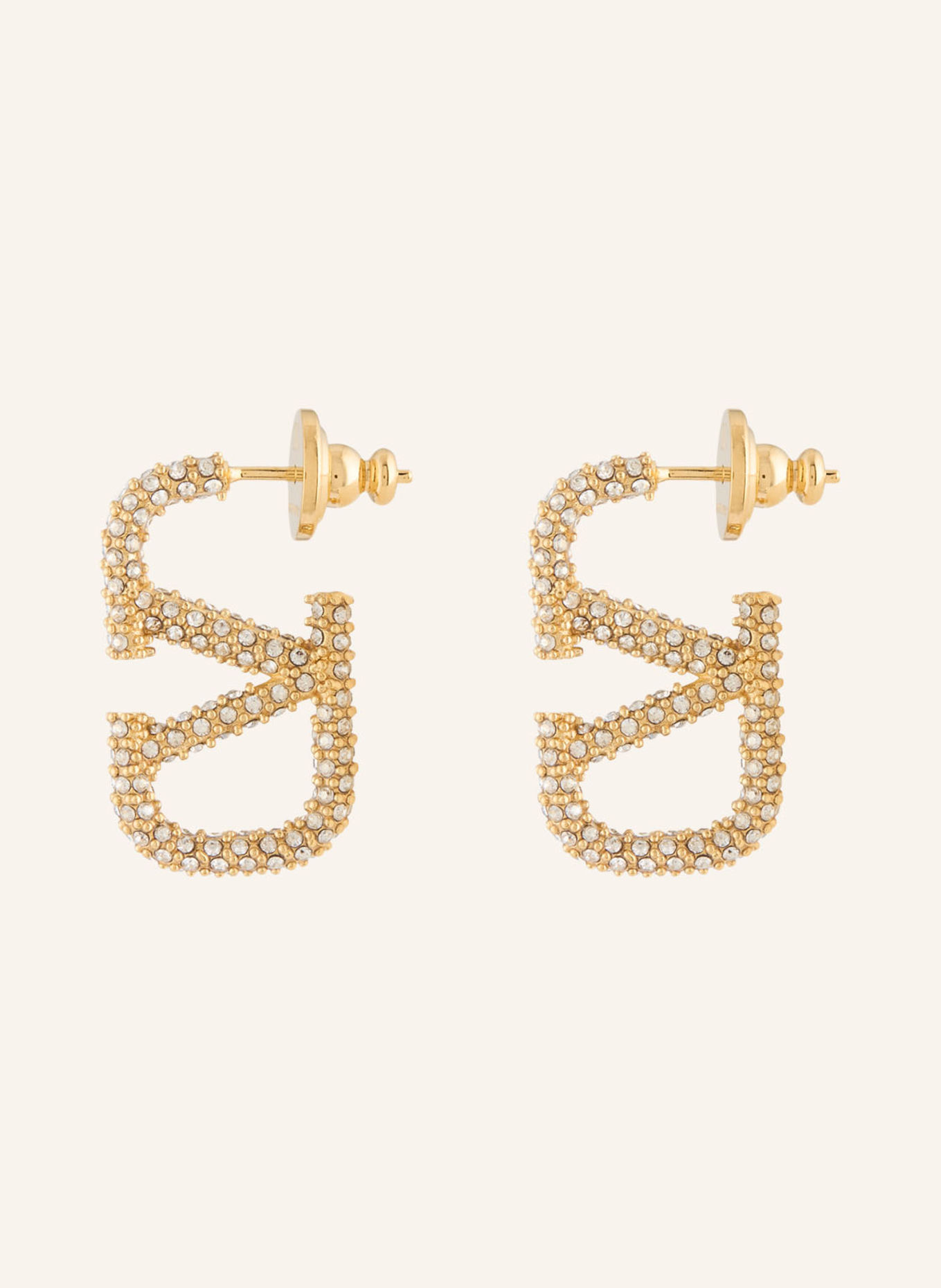 VALENTINO GARAVANI Earrings VLOGO SIGNATURE STRASS with Swarovski crystals: GOLD / WHITE