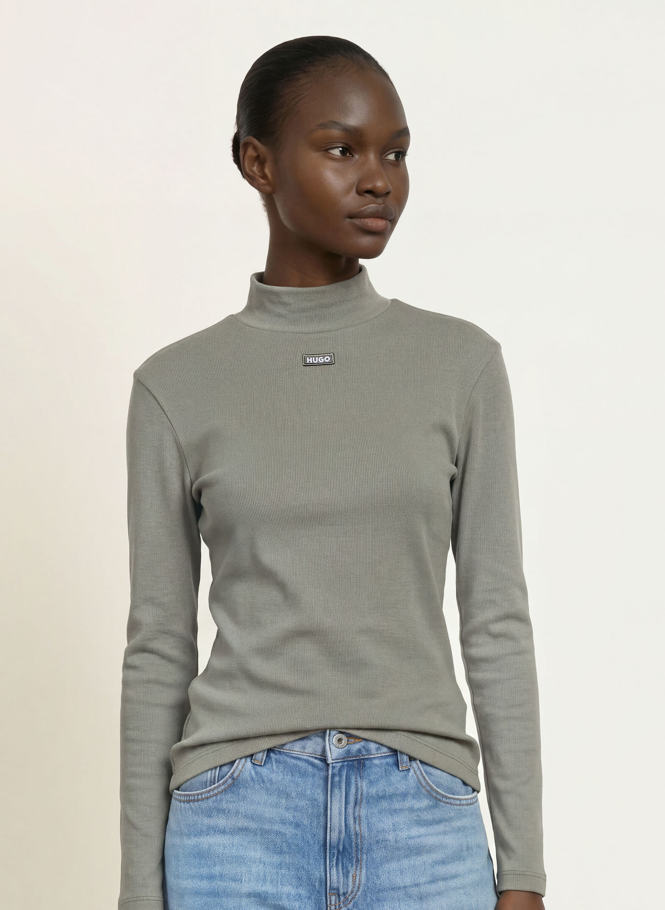 HUGO Longsleeve EASY: KHAKI