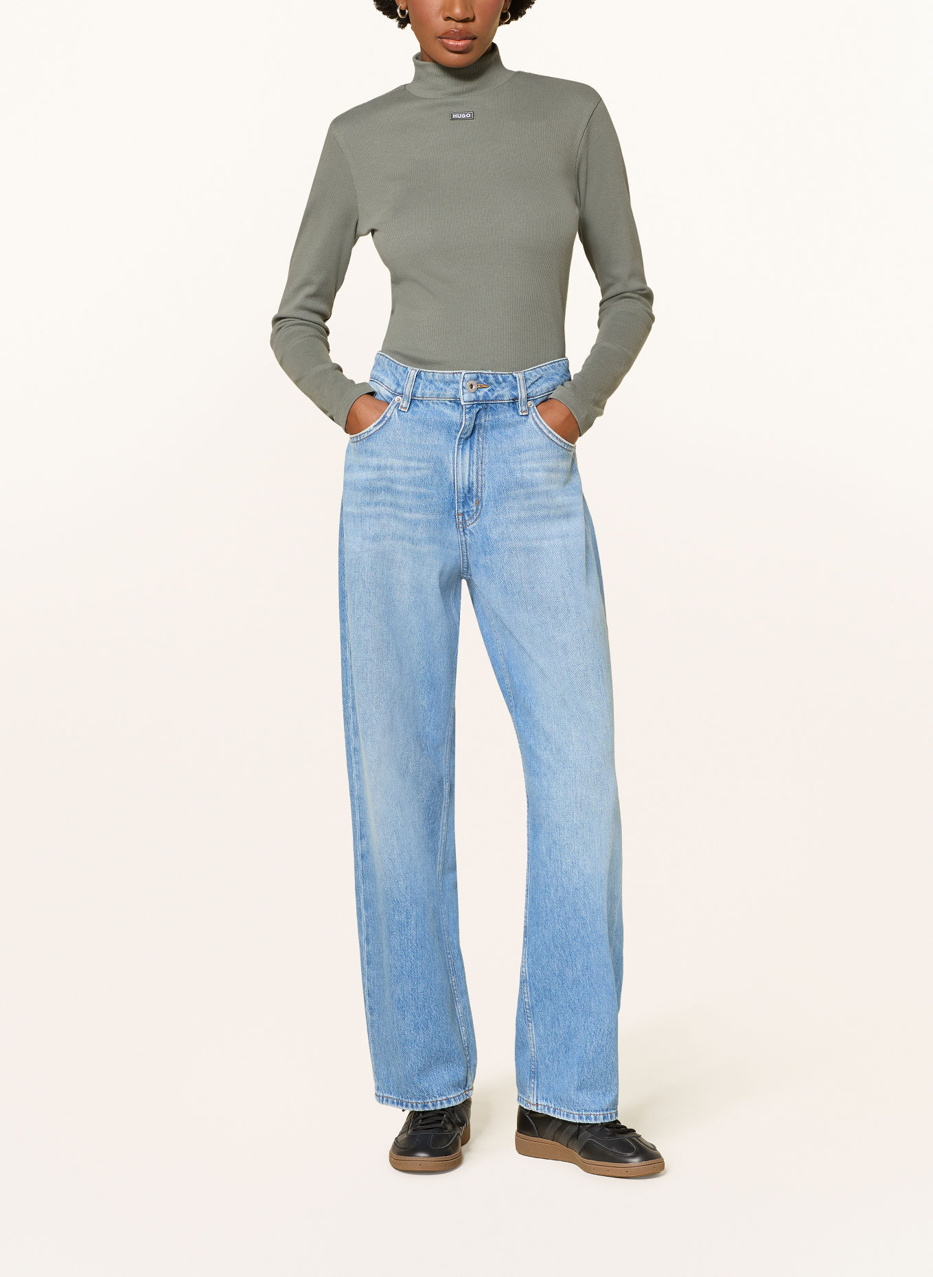 HUGO Longsleeve EASY: KHAKI