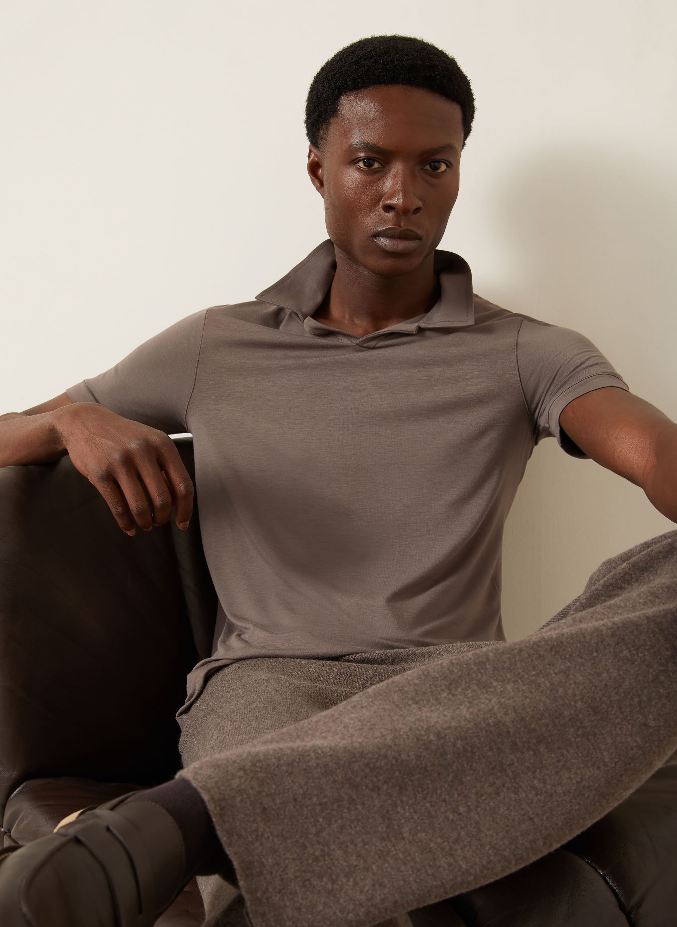 GIORGIO ARMANI Jersey-Poloshirt: TAUPE
