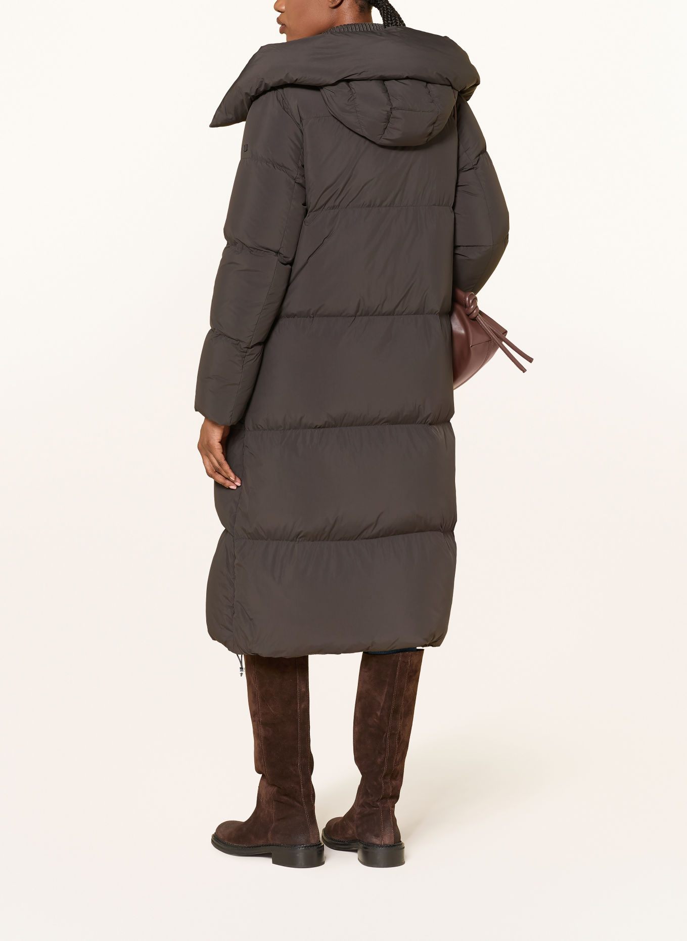 DUNO Down coat FULLY with removable hood: DARK BROWN