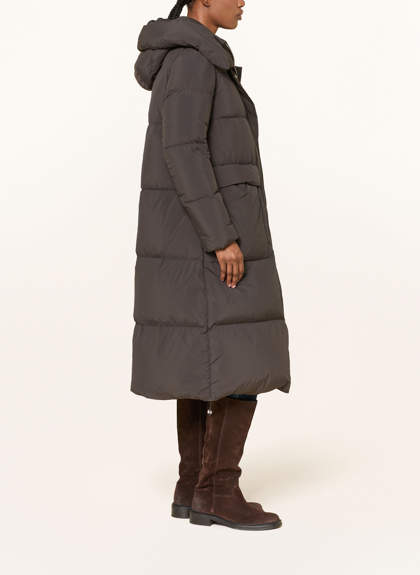 DUNO Down coat FULLY with removable hood: DARK BROWN