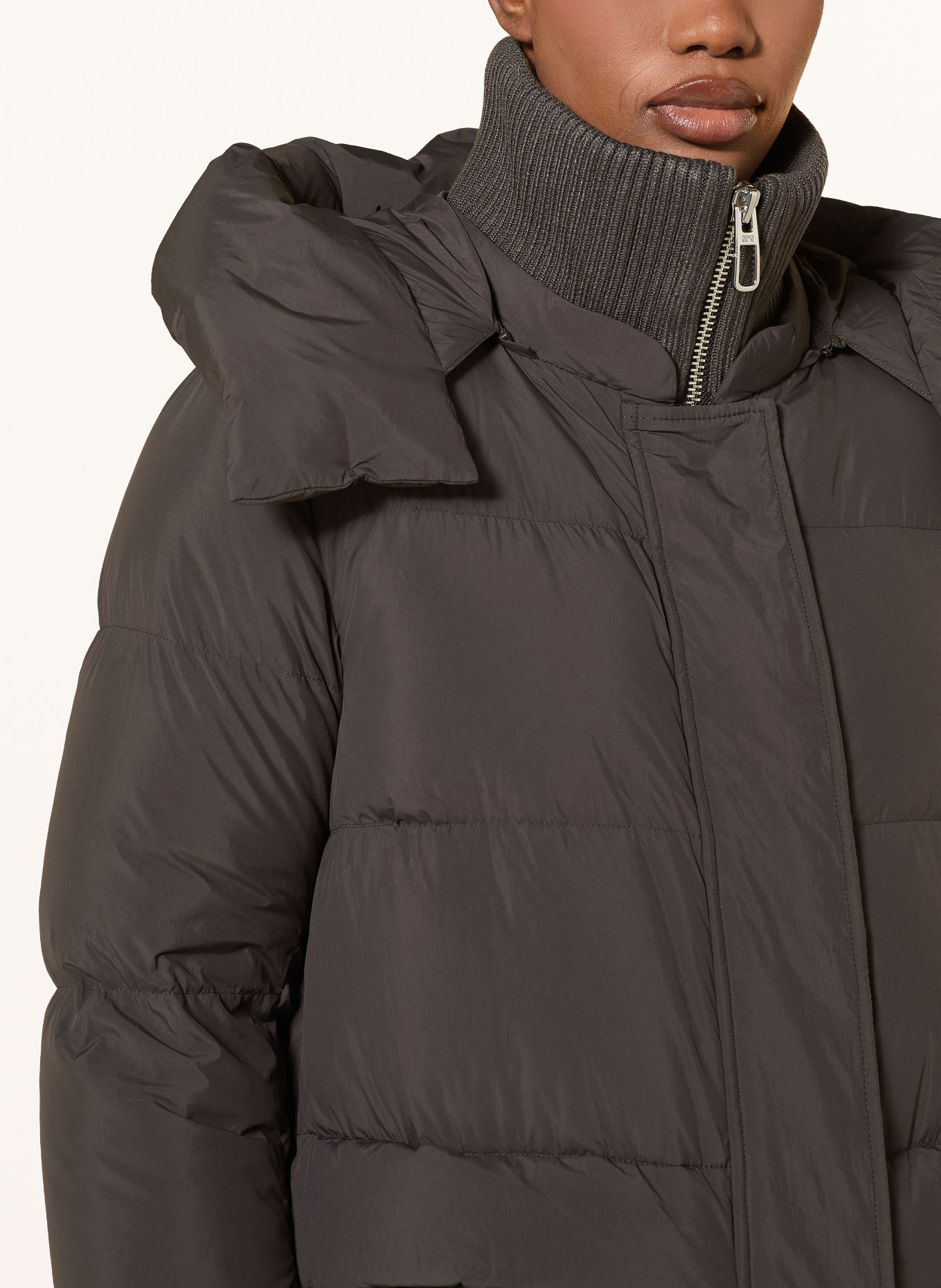 DUNO Down coat FULLY with removable hood: DARK BROWN