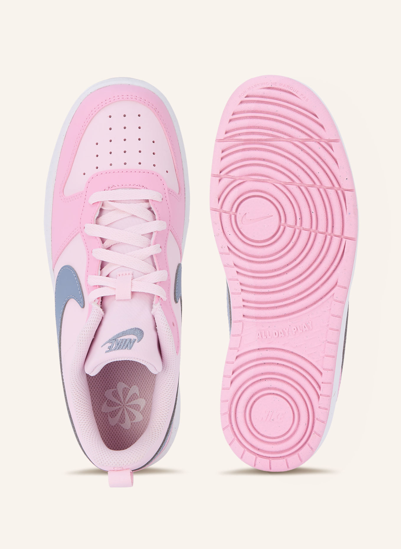 Nike COURT BOROUGH LOW RECRAFT sneaker: LIGHT PINK / PINK / BLUE GRAY