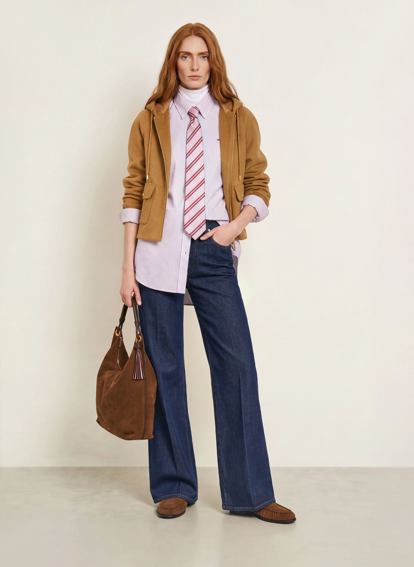 TOMMY HILFIGER overhemdblouse: DONKERROOD / WIT