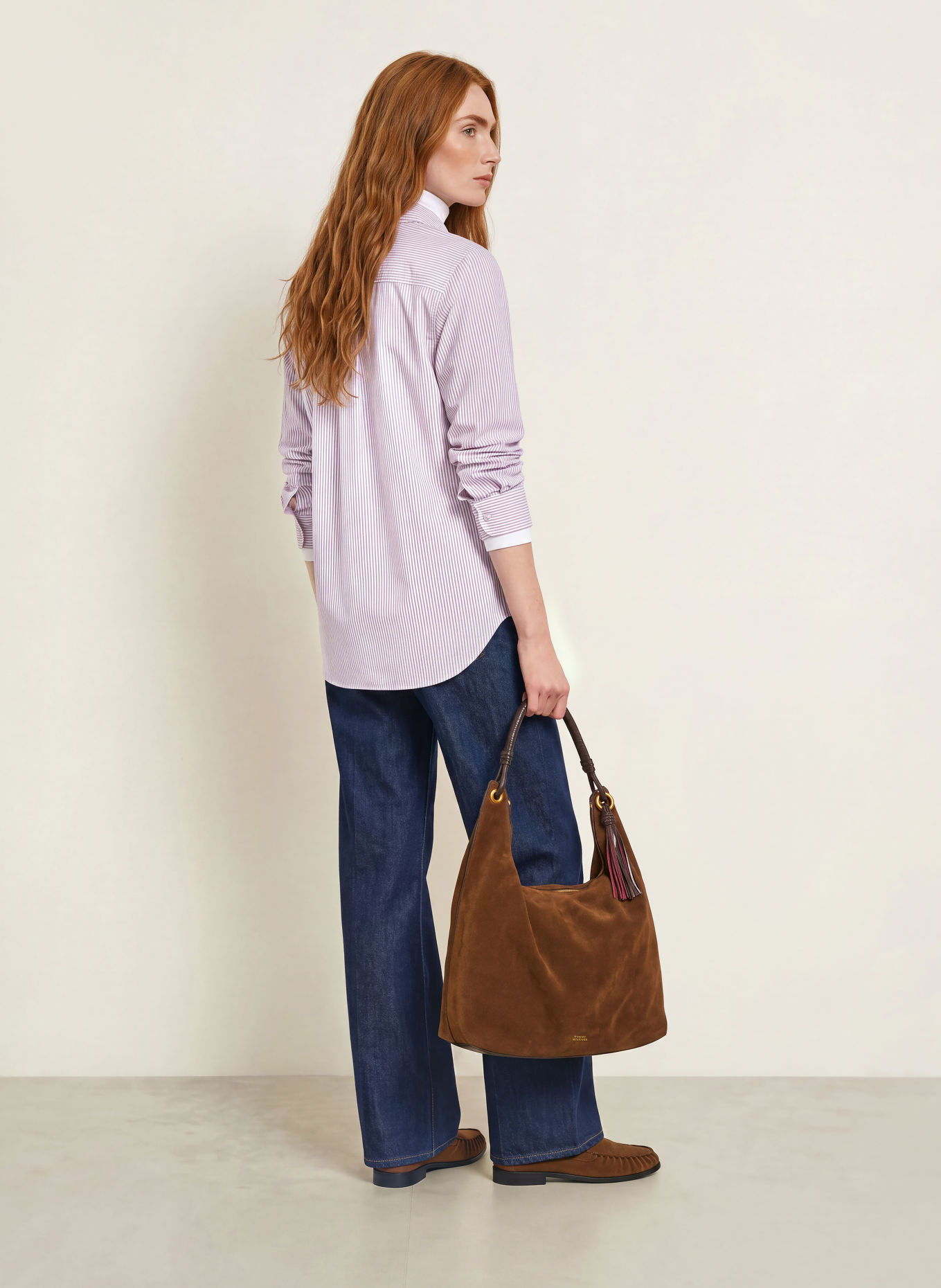 TOMMY HILFIGER overhemdblouse: DONKERROOD / WIT