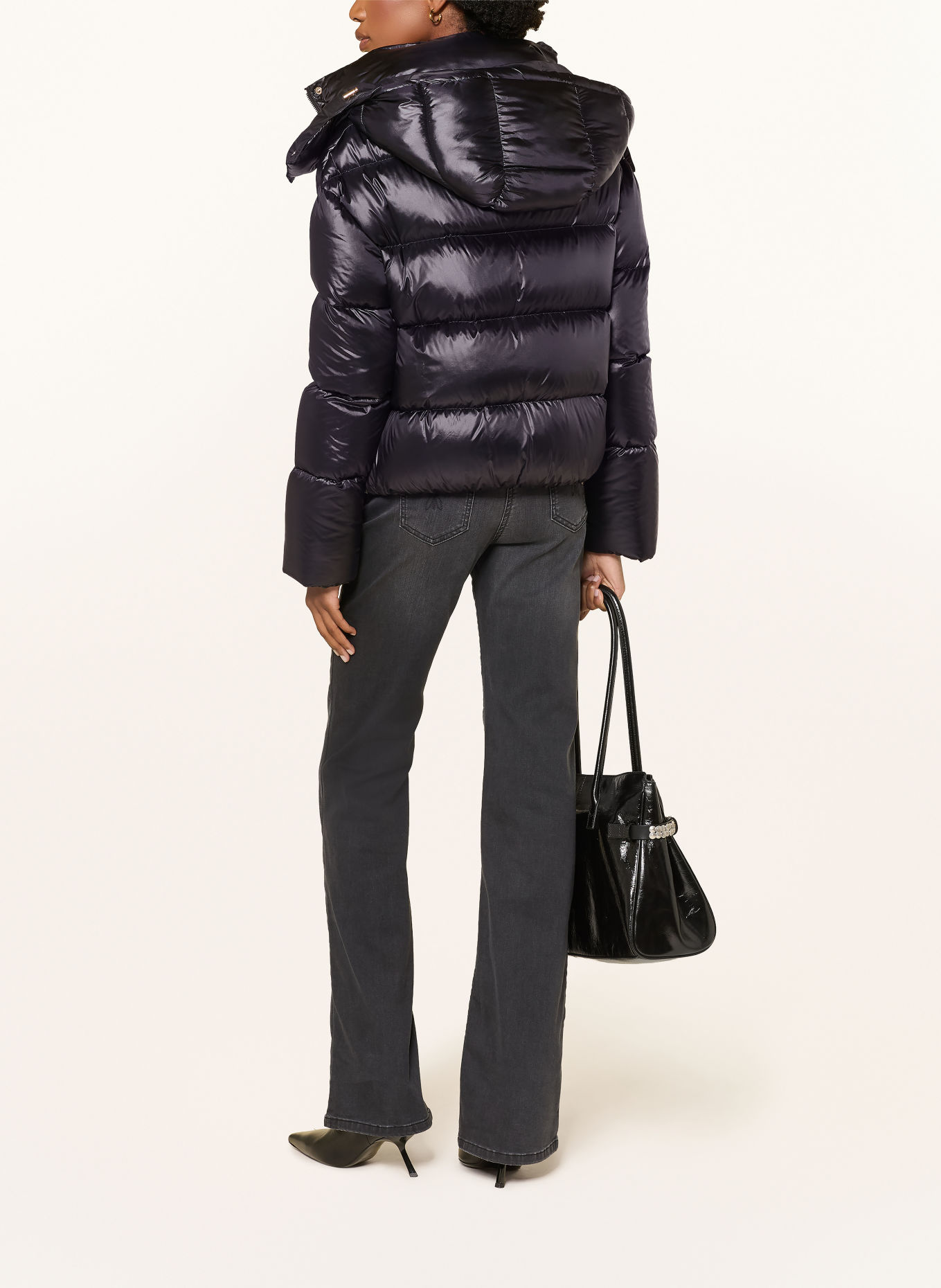 PATRIZIA PEPE Down jacket with removable hood: BLACK