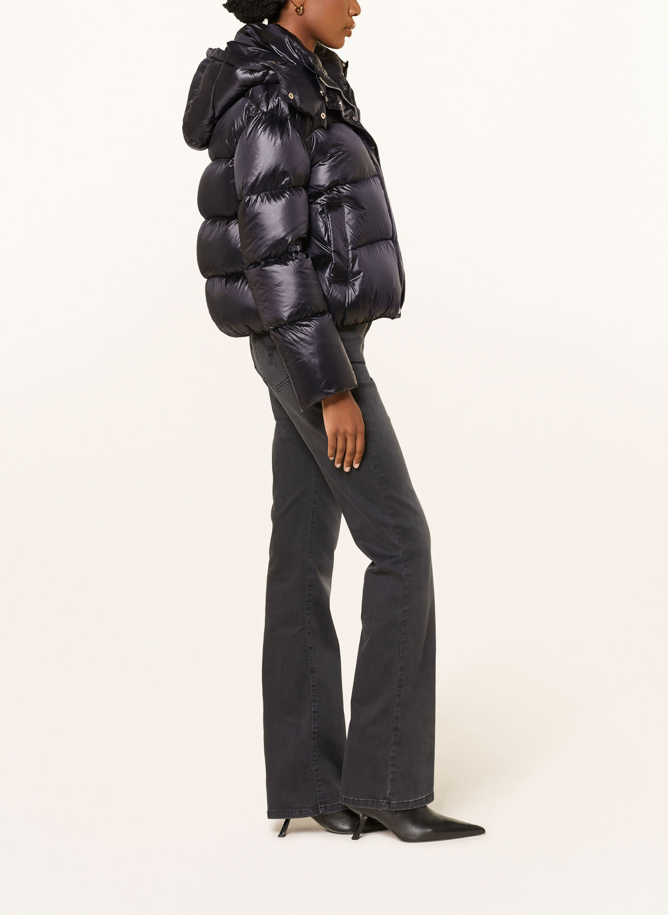 PATRIZIA PEPE Down jacket with removable hood: BLACK
