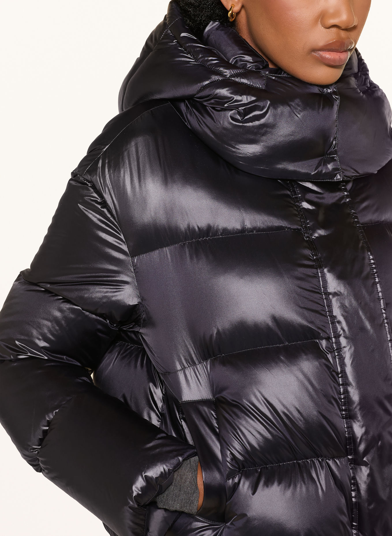 PATRIZIA PEPE Down jacket with removable hood: BLACK