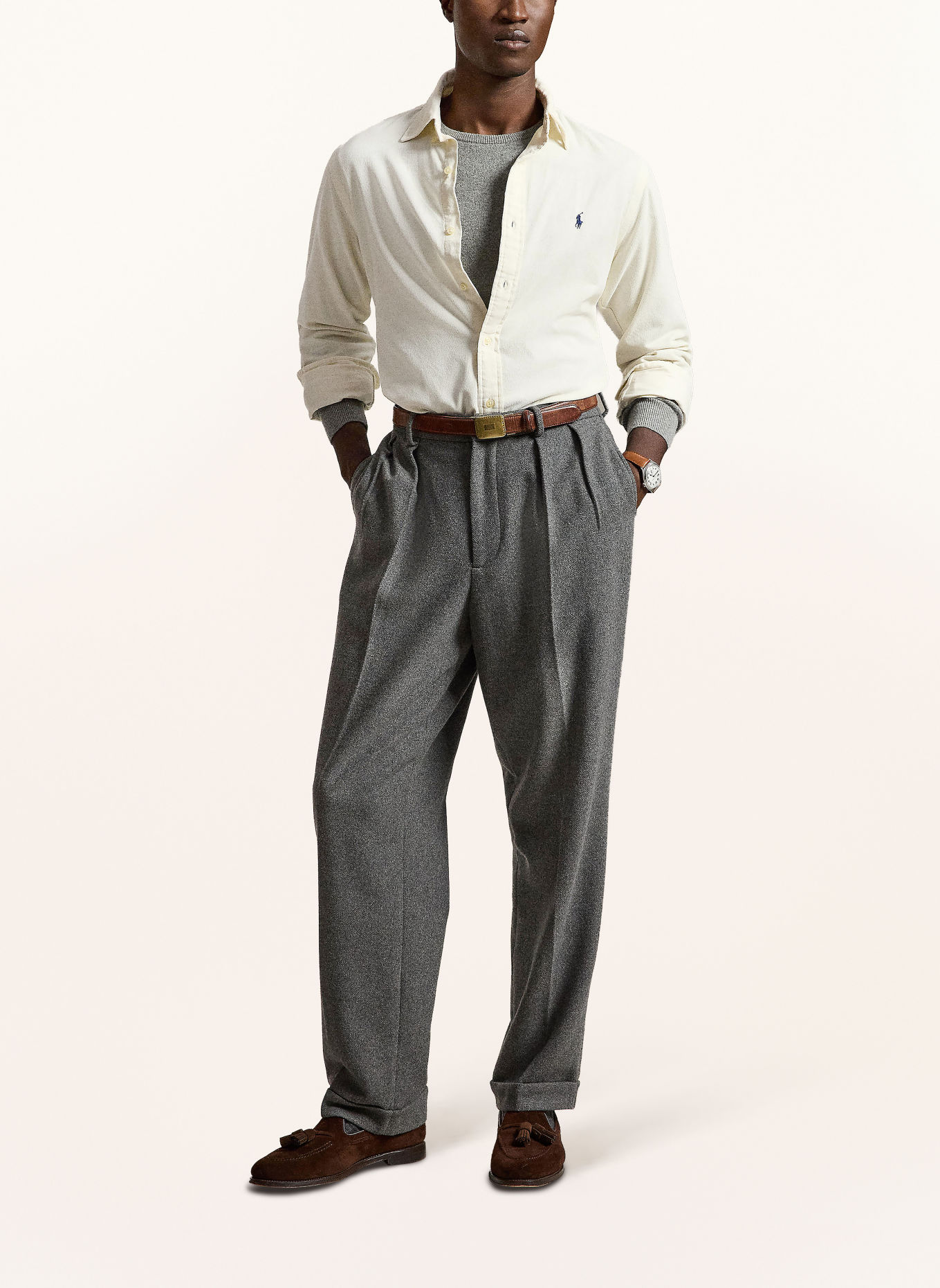 POLO RALPH LAUREN Cordskjorte Custom Fit: CREME