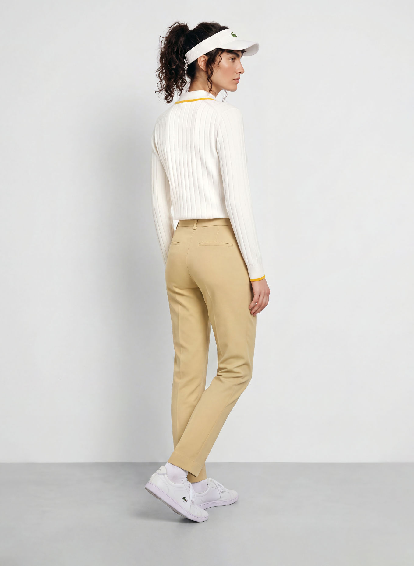 LACOSTE Polo fonctionnel: BLANC / JAUNE FONCÉ / GROEN