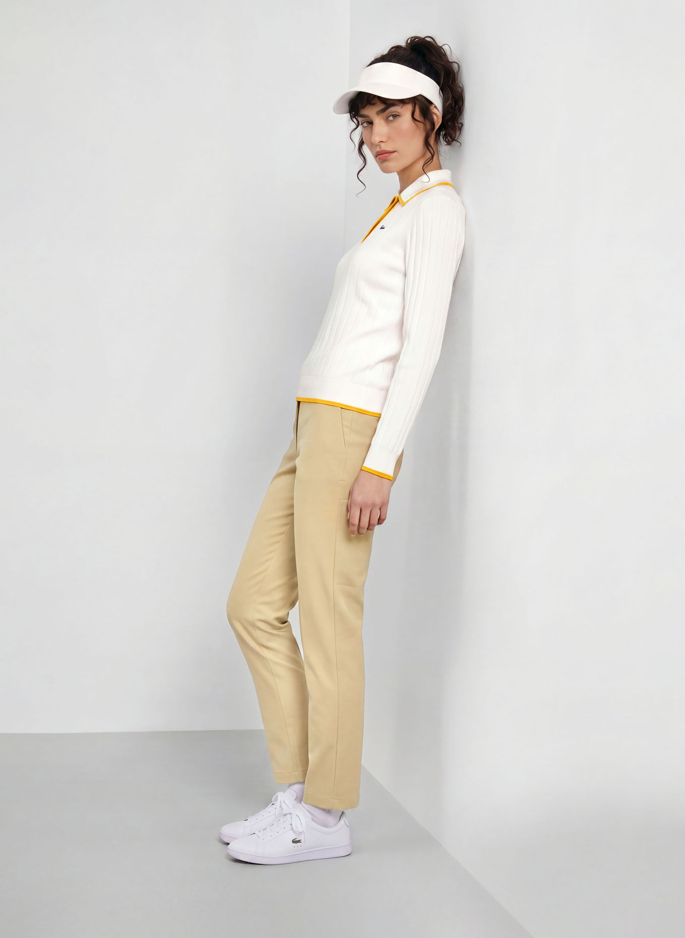 LACOSTE Polo fonctionnel: BLANC / JAUNE FONCÉ / GROEN