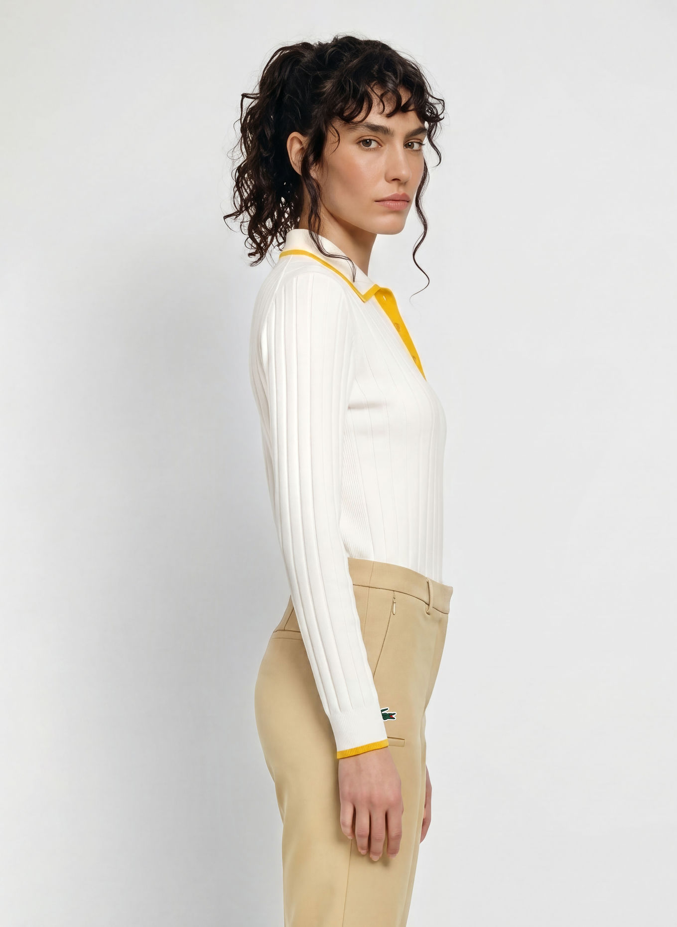 LACOSTE Polo fonctionnel: BLANC / JAUNE FONCÉ / GROEN