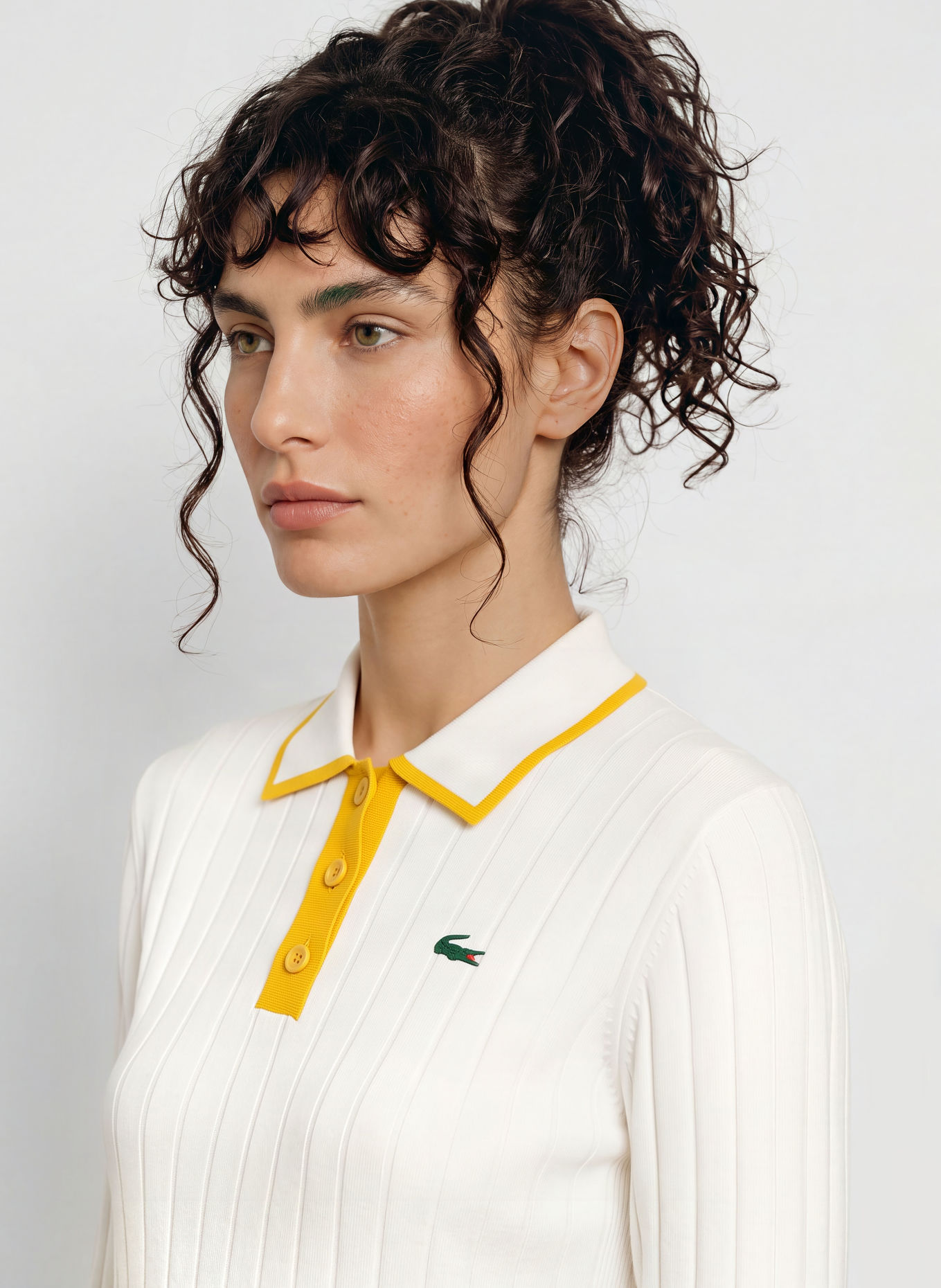 LACOSTE Polo fonctionnel: BLANC / JAUNE FONCÉ / GROEN