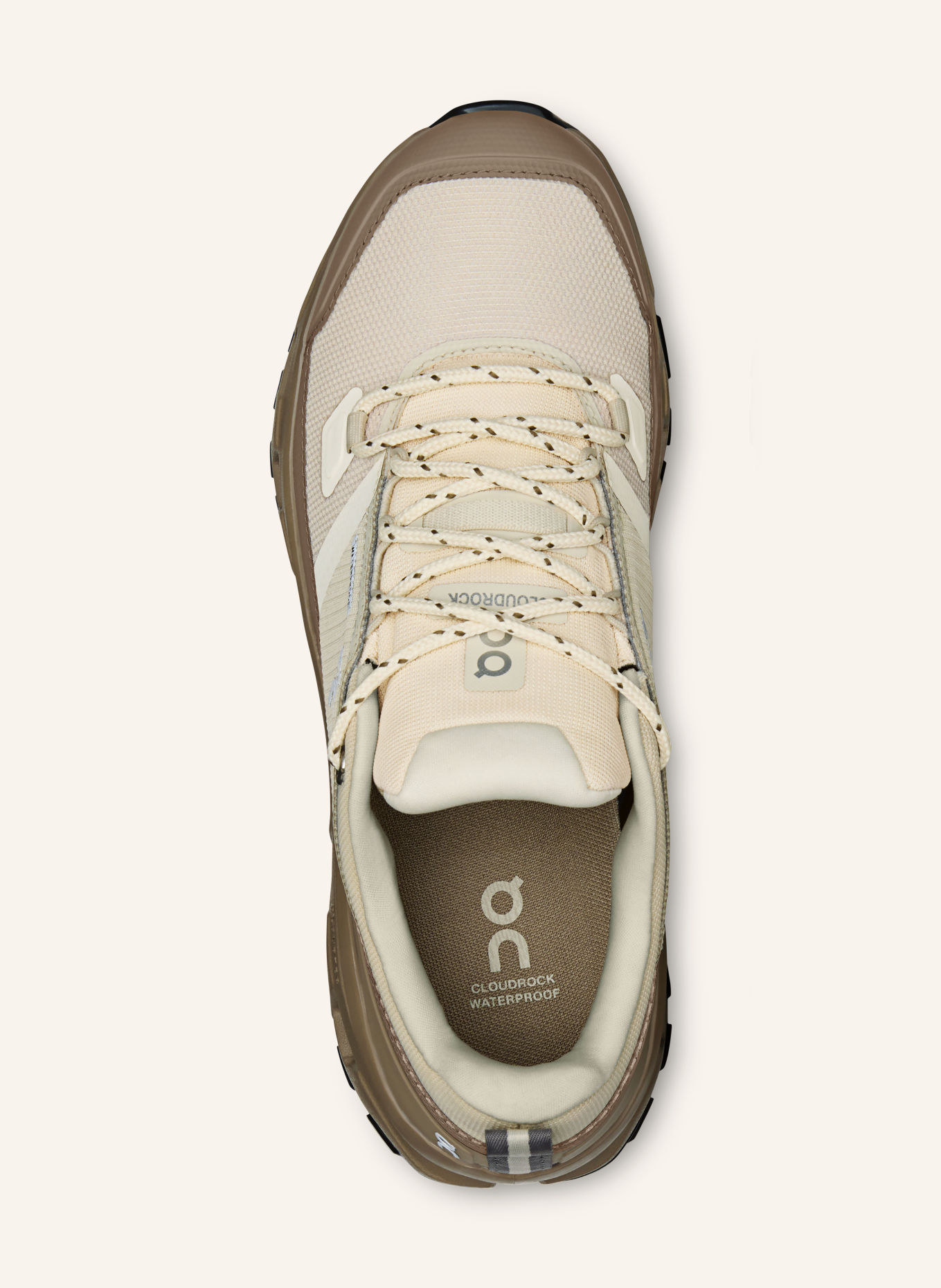 On CLOUDROCK LOW WP hiking shoes: BEIGE / ECRU