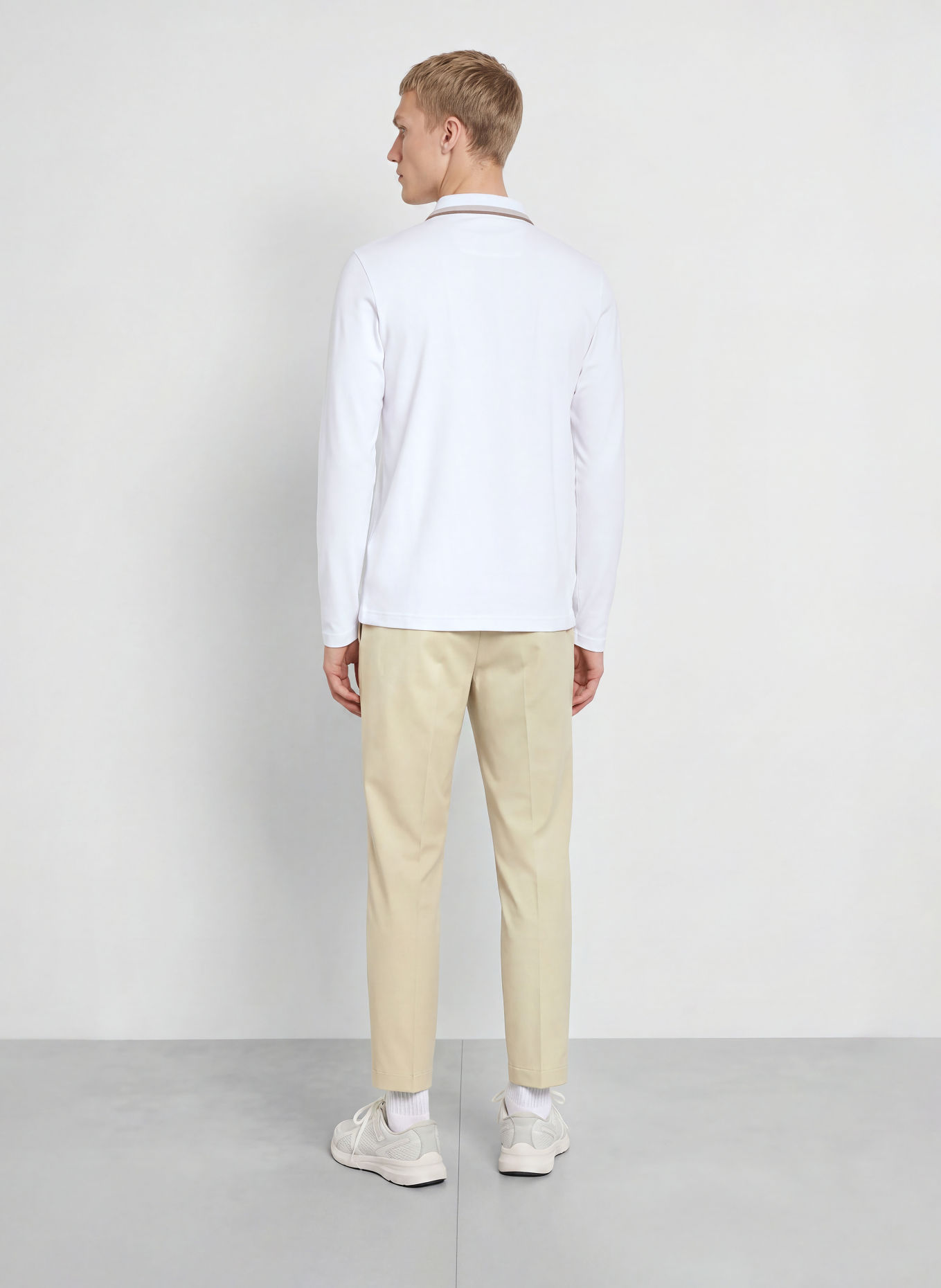 BOSS Piqué-poloskjorte PLISY Regular Fit: HVID / BEIGE / MØRKEGRÅ