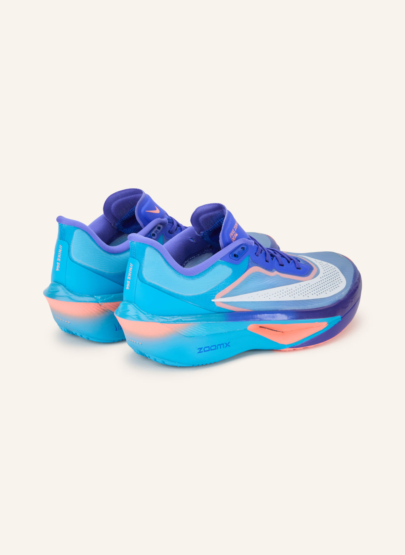 Nike Hardloopschoenen ZOOM FLY 6: DONKERBLAUW / NEONORANJE / WIT