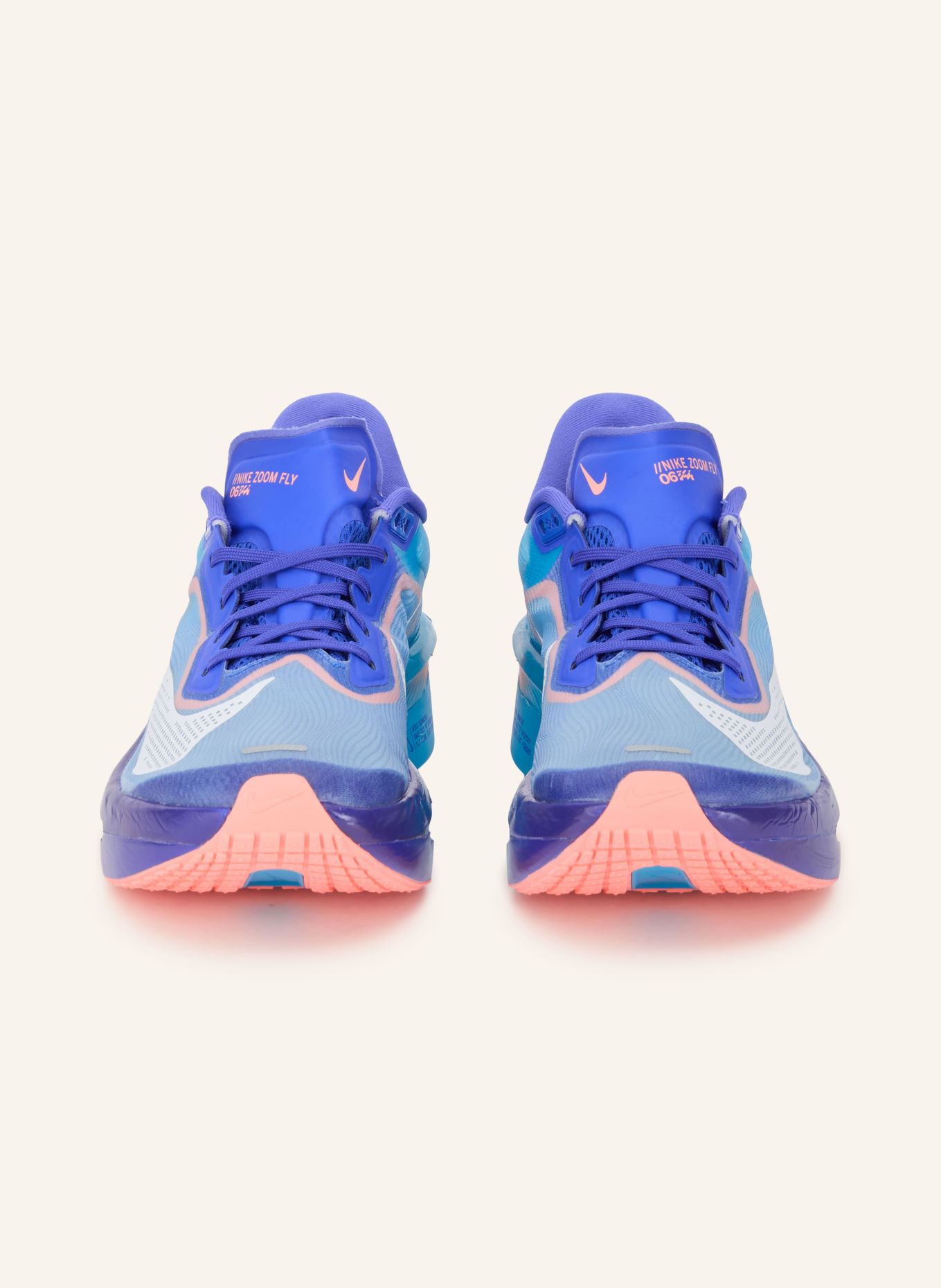 Nike Hardloopschoenen ZOOM FLY 6: DONKERBLAUW / NEONORANJE / WIT
