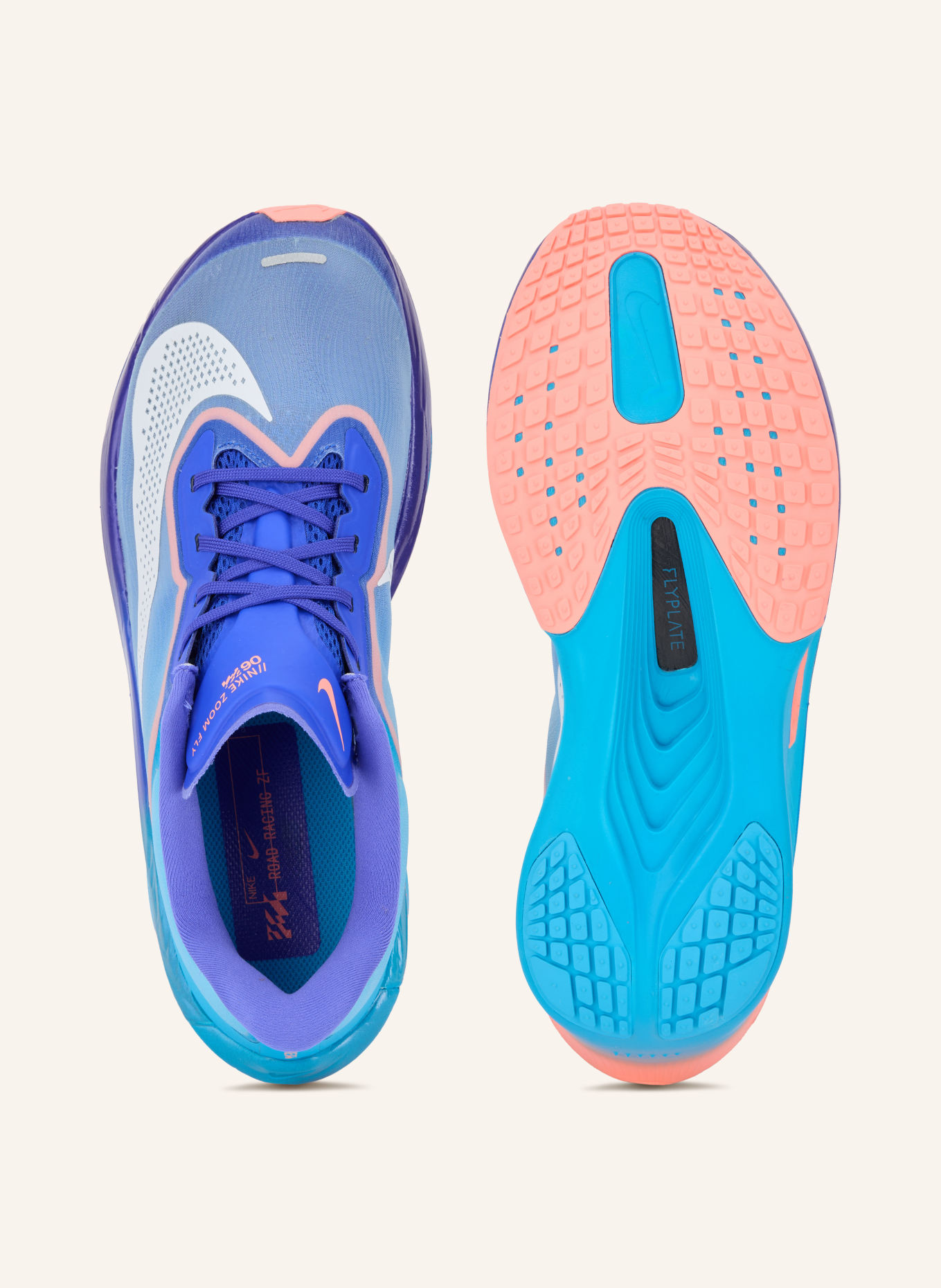 Nike Hardloopschoenen ZOOM FLY 6: DONKERBLAUW / NEONORANJE / WIT