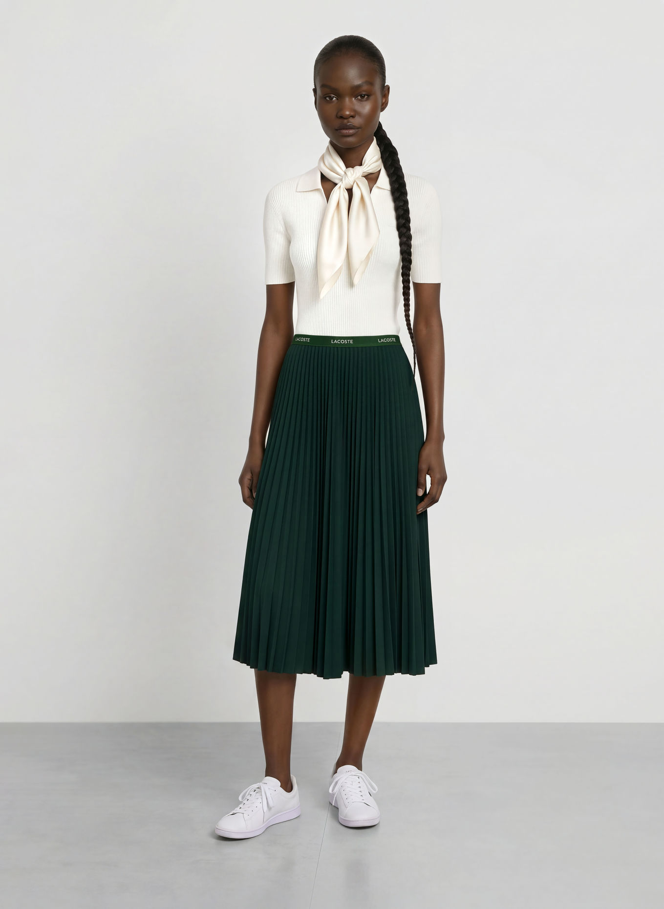 LACOSTE Pleated skirt: DARK GREEN